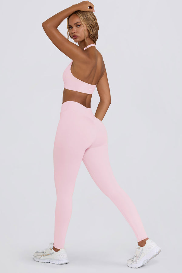 Soluk Pembe Marl Dantelli Orta Bel Tayt