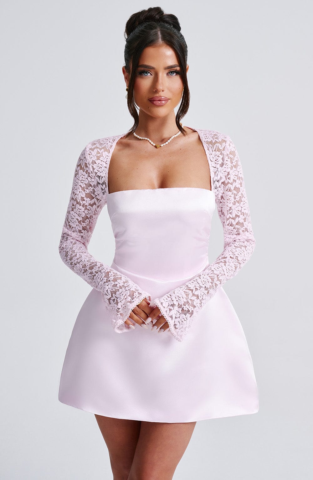 Sadie Mini Elbise - Pudra Pembesi