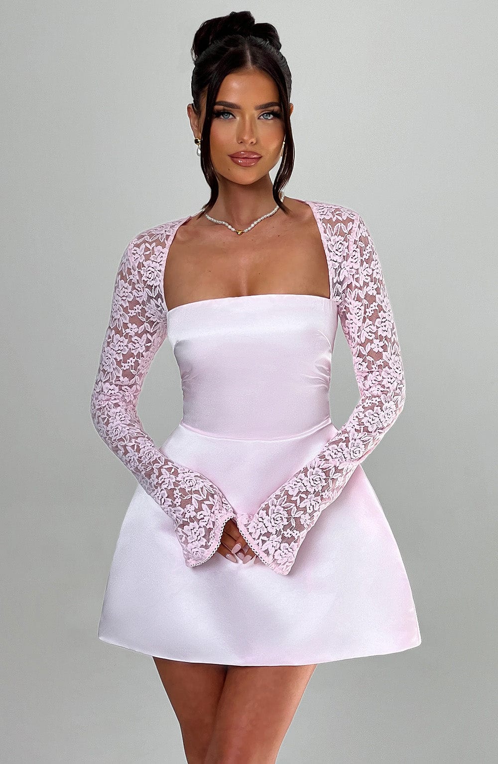 Sadie Mini Elbise - Pudra Pembesi