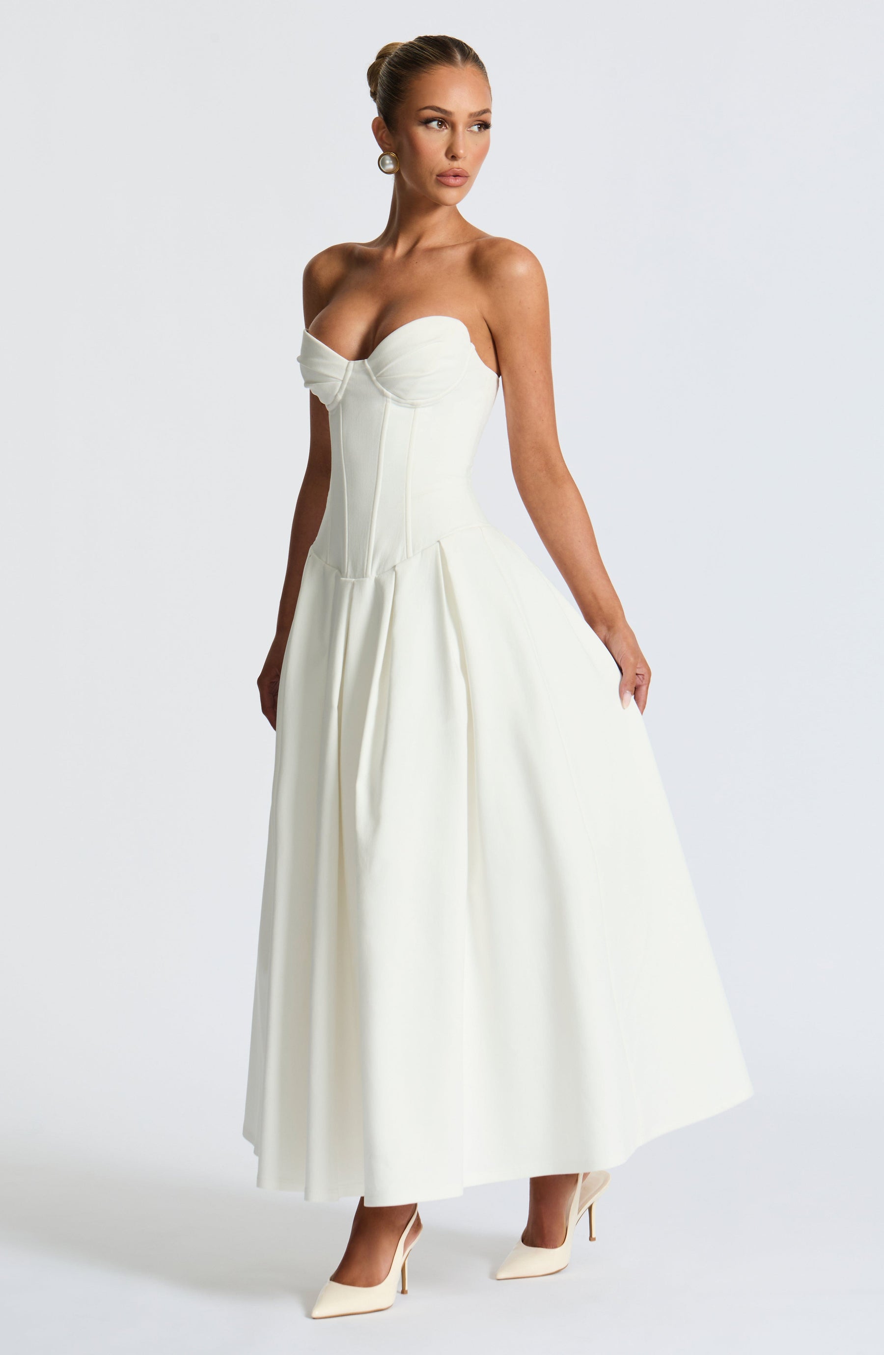 Salma Midi Elbise - Fildişi