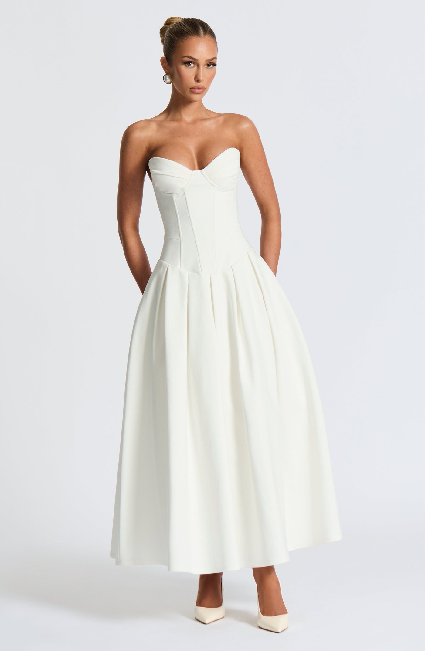 Salma Midi Elbise - Fildişi