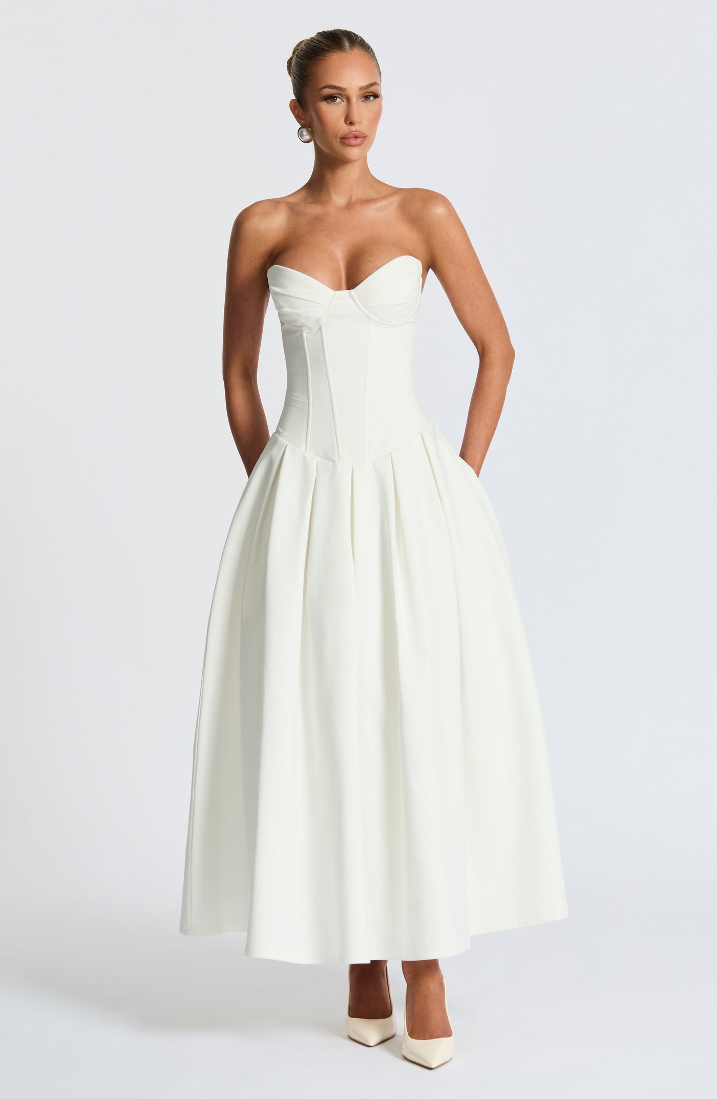 Salma Midi Elbise - Fildişi