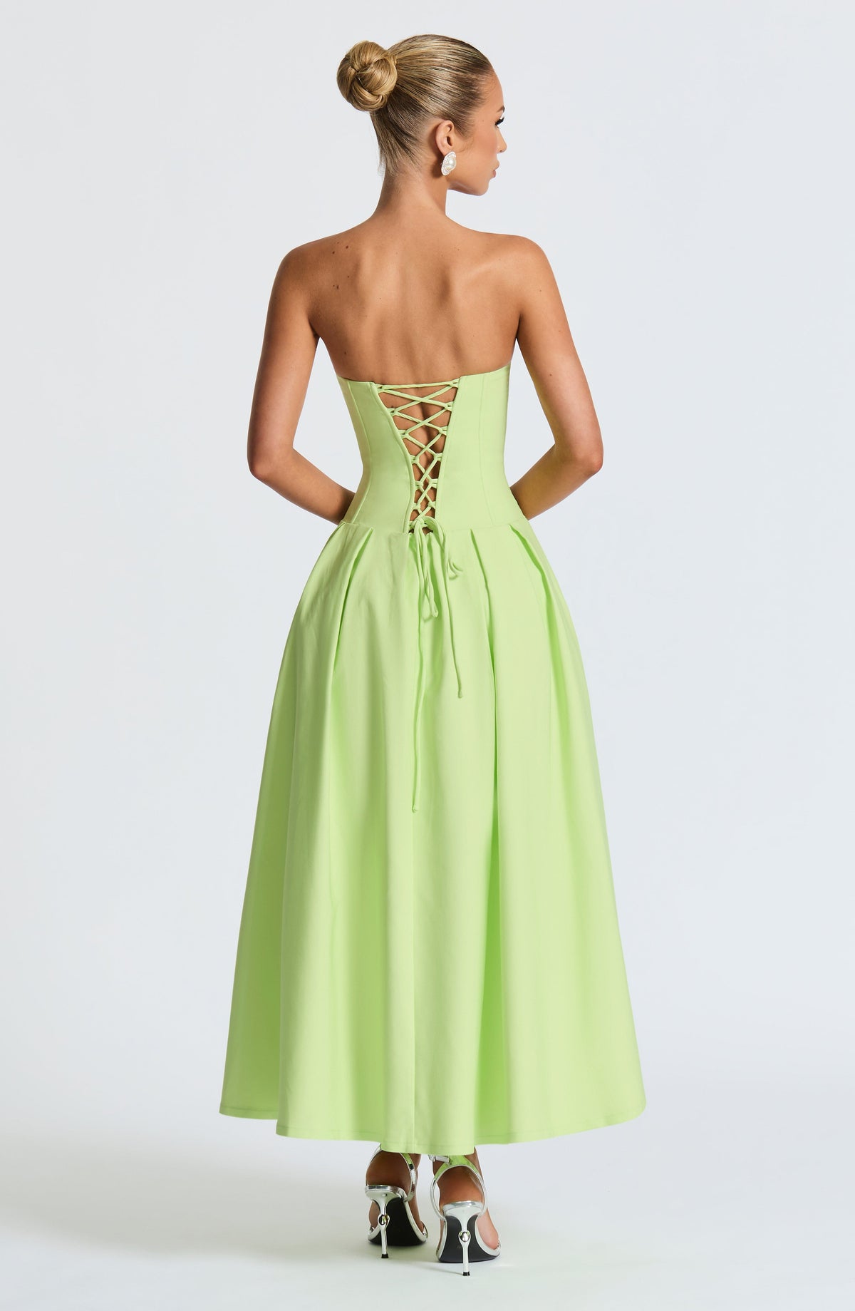 Salma Midi Elbise - Limon Yeşili