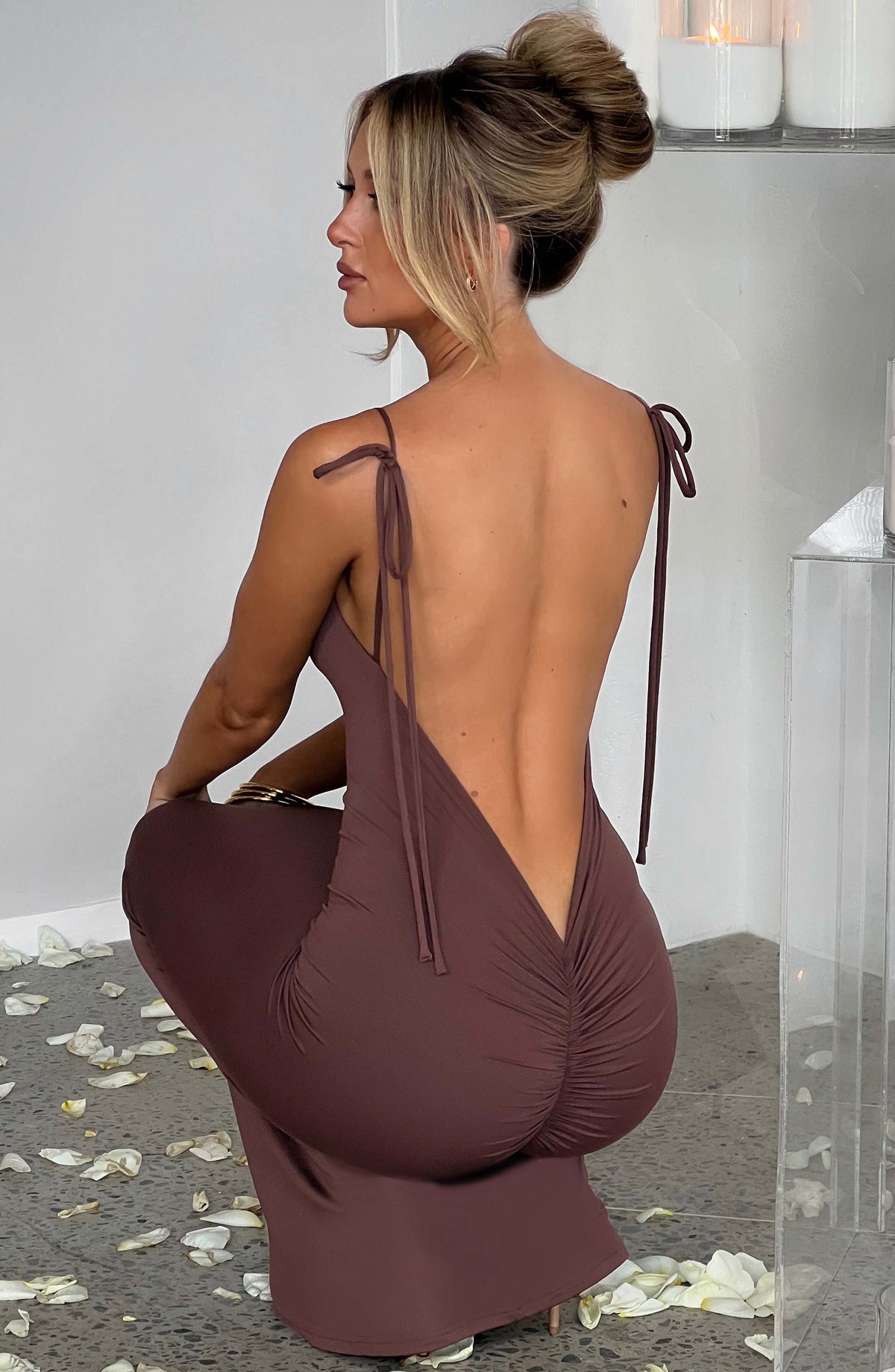 Sanya Maxi Elbise - Çikolata