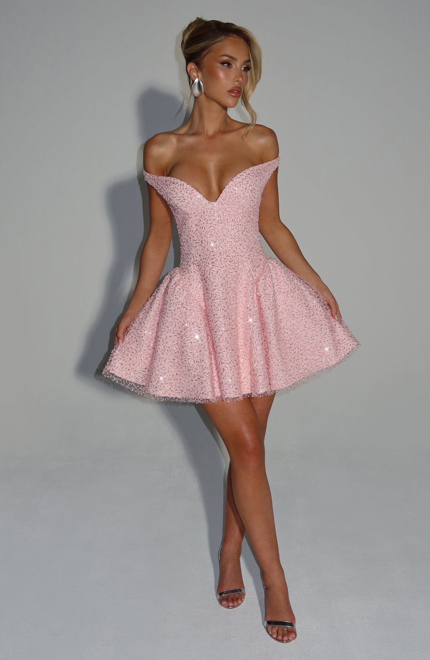 Safir Mini Elbise - Pembe