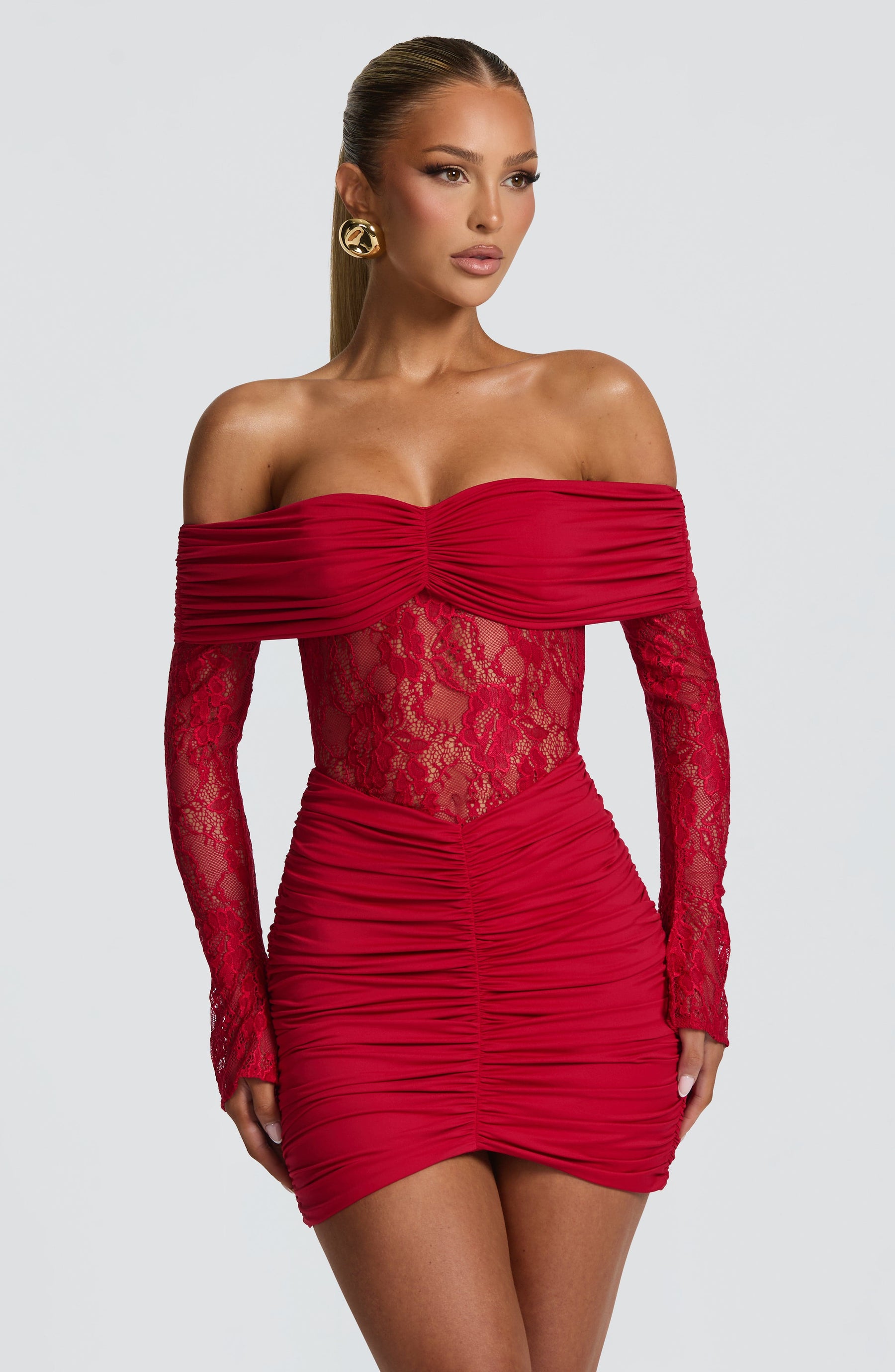 Sauline Mini Elbise - Kırmızı