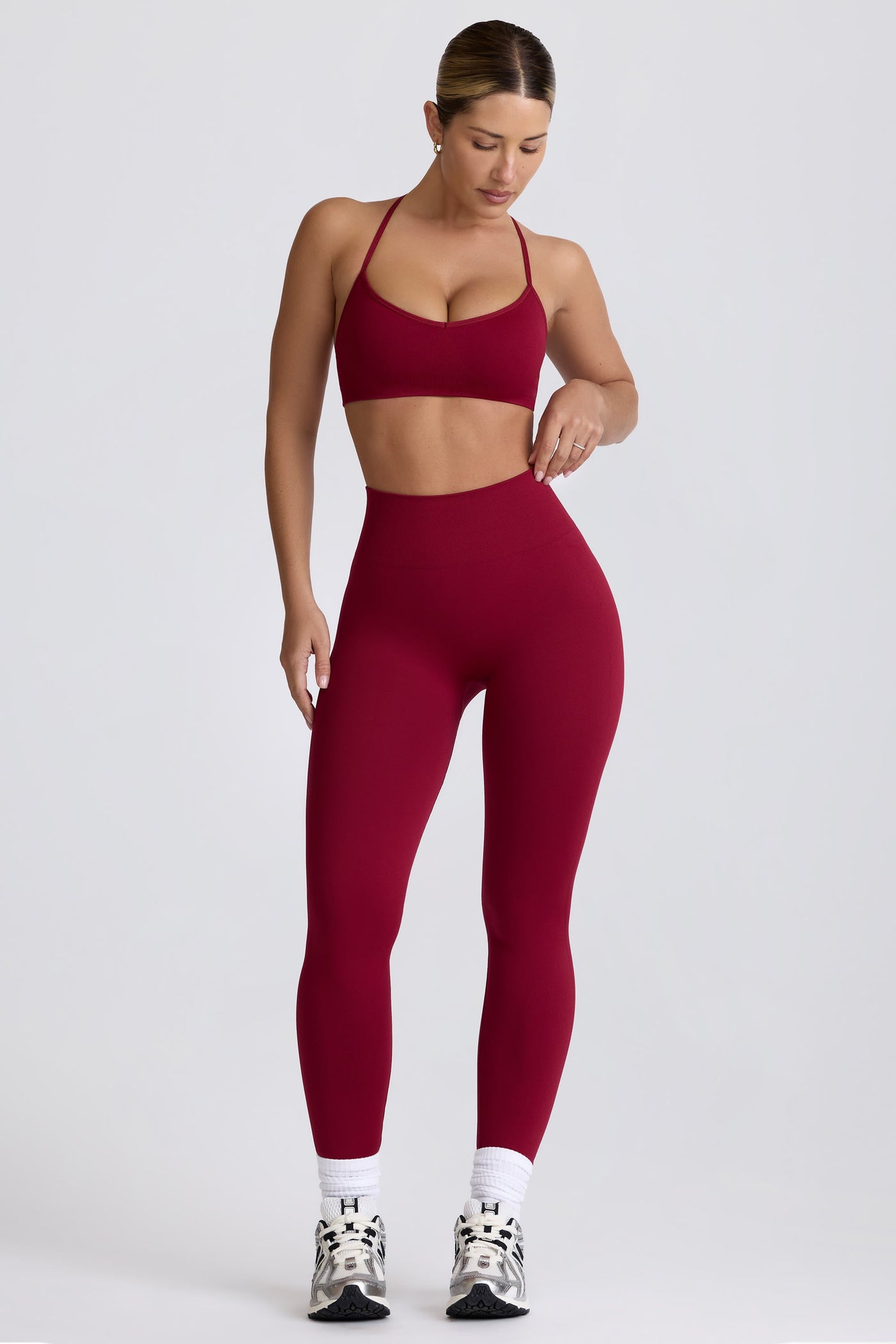 Bordo Renkli Super Sculpt Dikişsiz Tayt