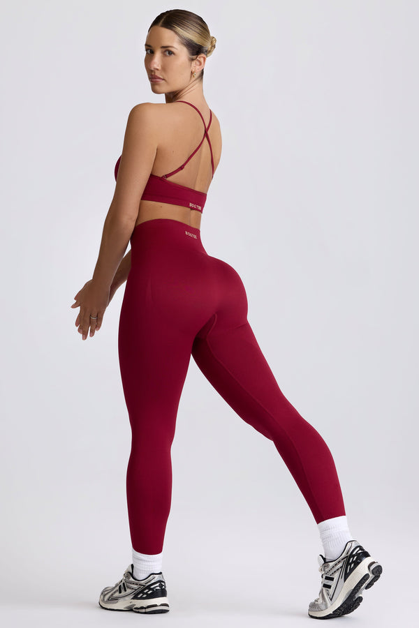 Bordo Super Sculpt Dikişsiz Yüksek Bel Tayt