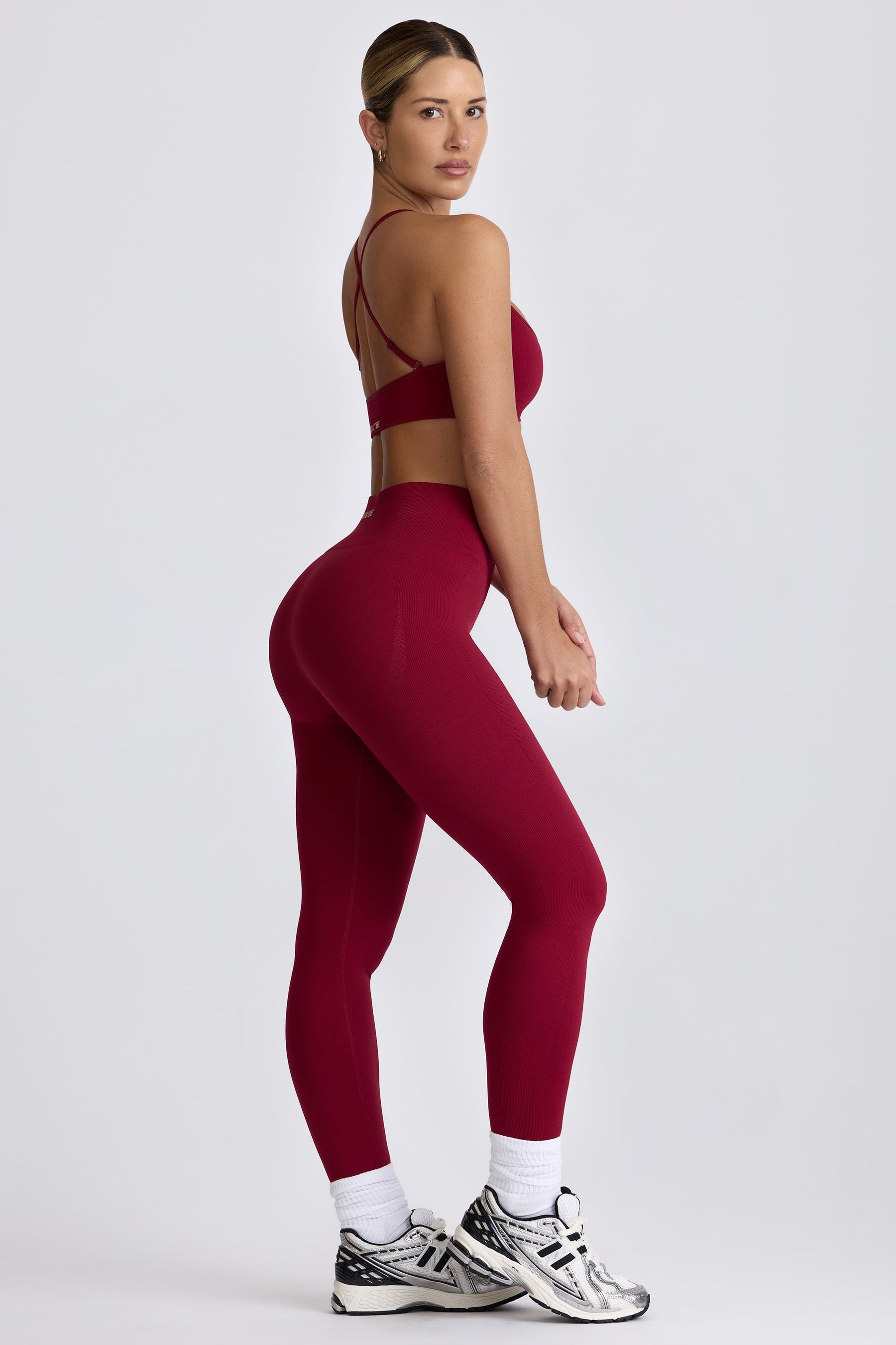 Bordo Renkli Super Sculpt Dikişsiz Tayt