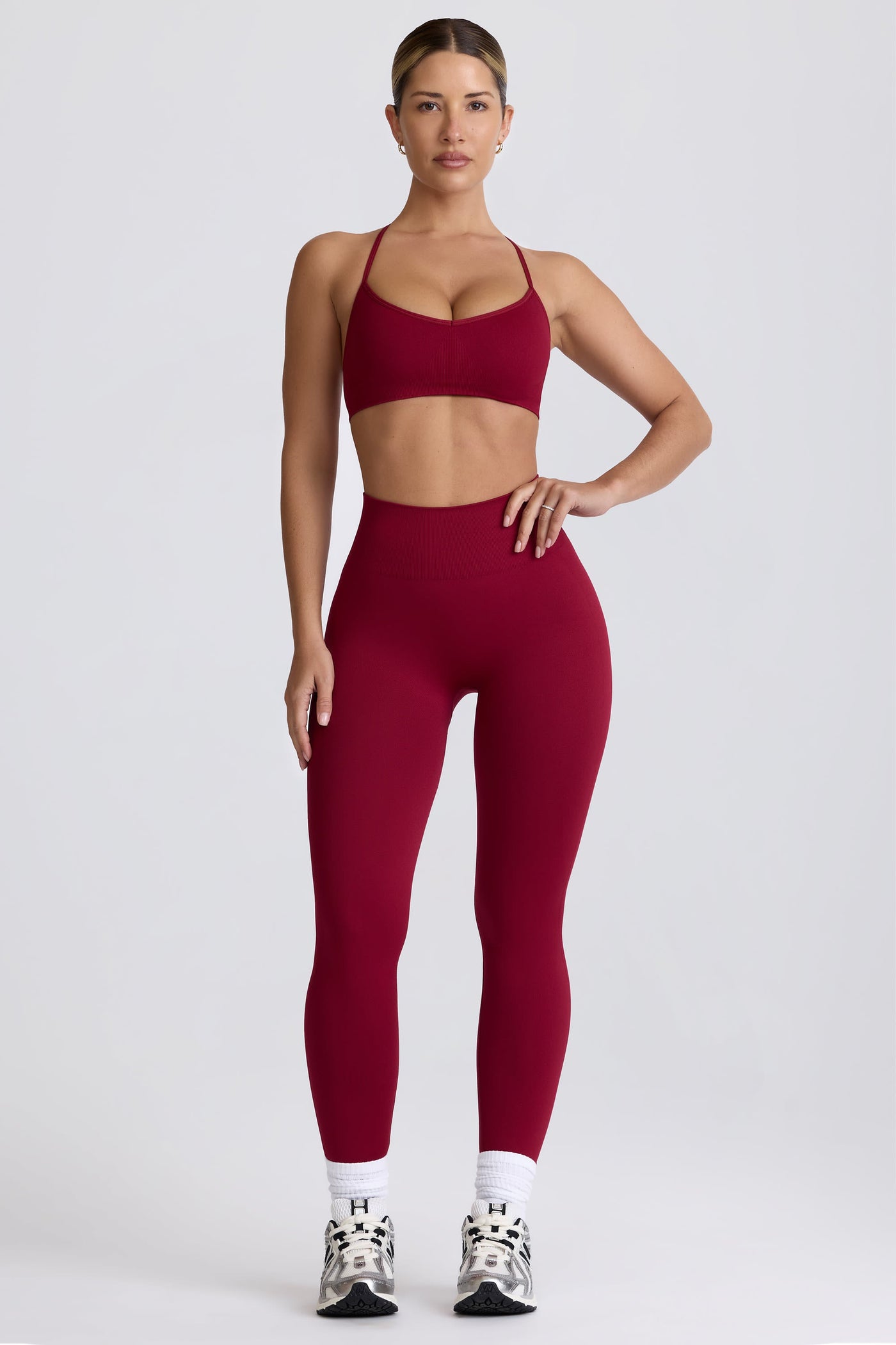 Bordo Renkli Super Sculpt Dikişsiz Tayt