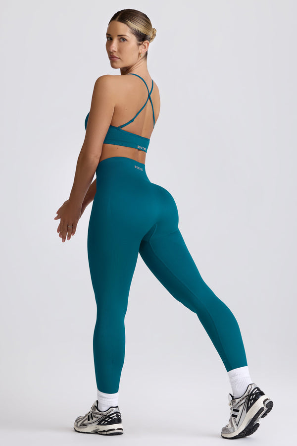 Teal Rengi Super Sculpt Dikişsiz Yüksek Bel Tayt