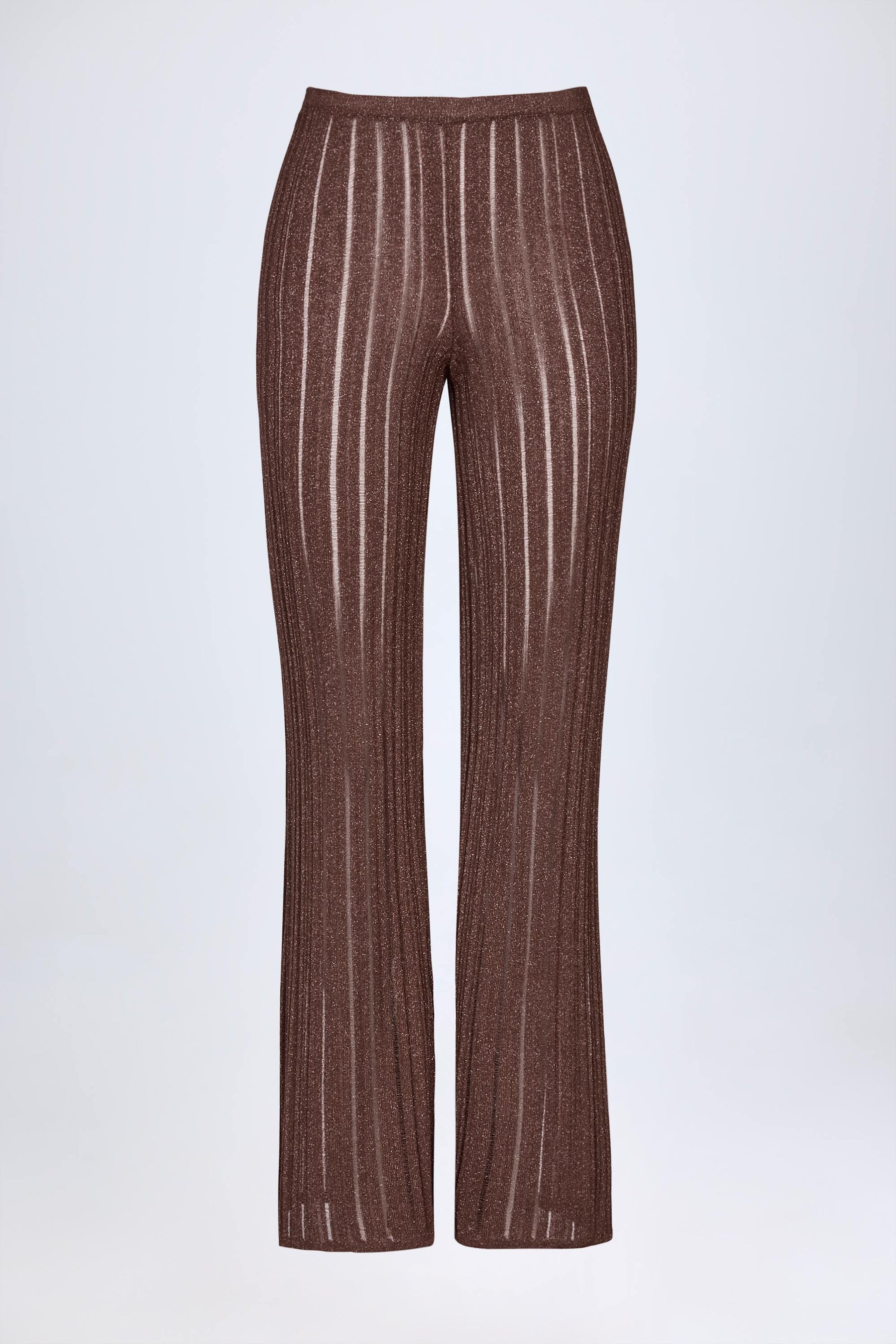 Bronz Renk Orta Bel Geniş Paçalı Pantolon