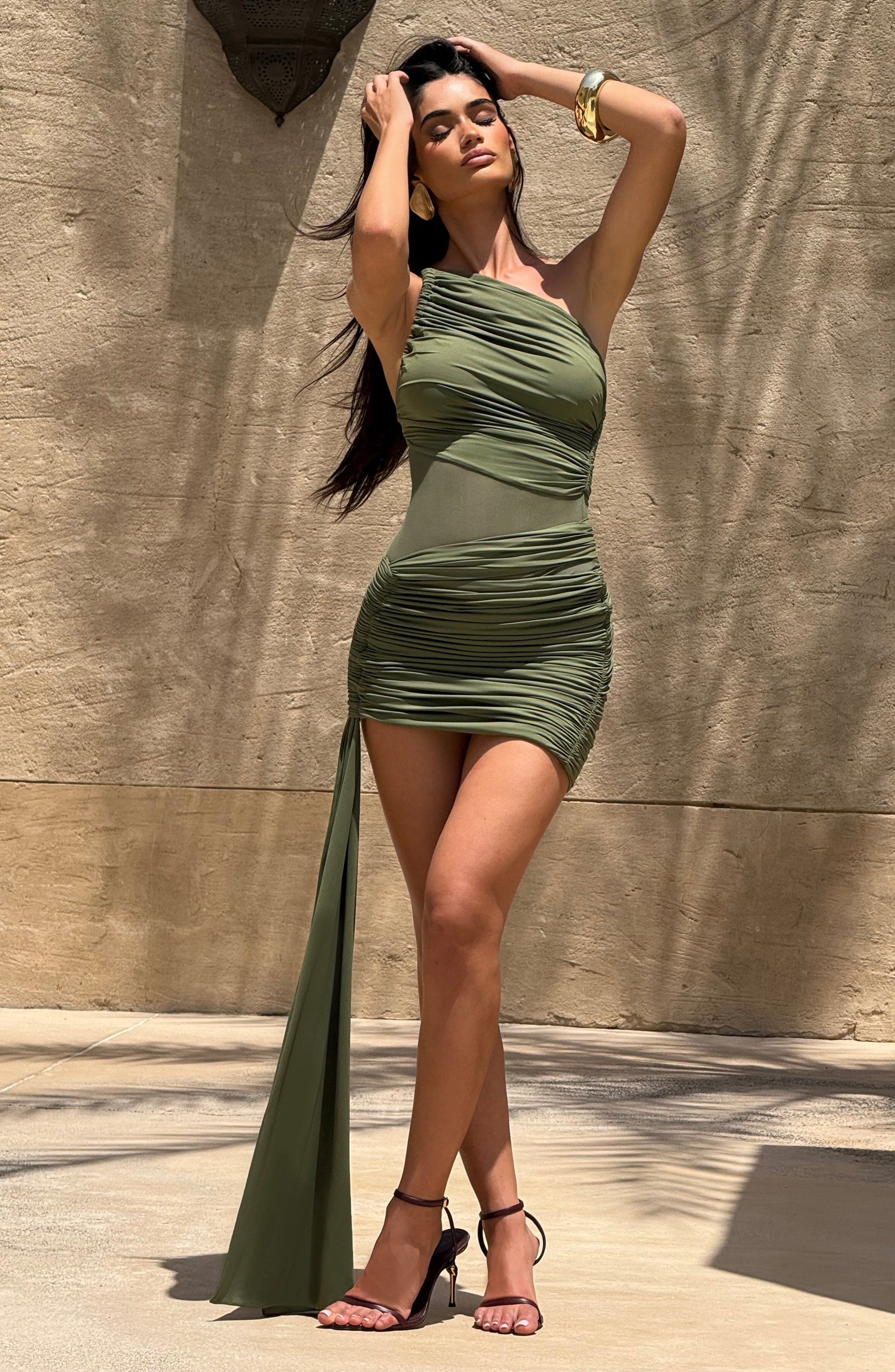 Shazia Mini Elbise - Haki
