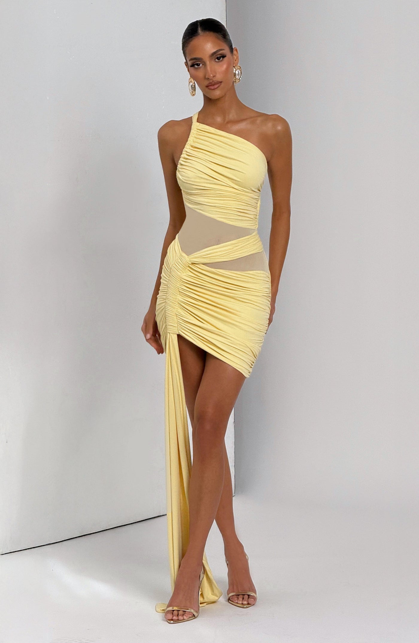 Shazia Mini Elbise - Limon