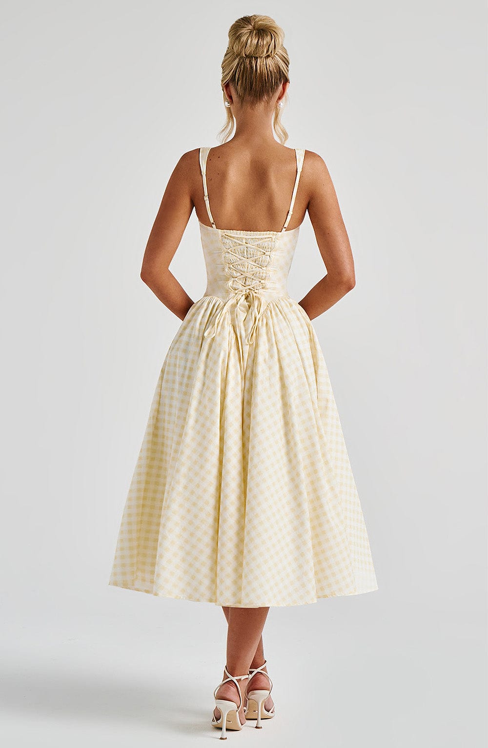 Sherrie Midi Elbise - Limonlu Ekose