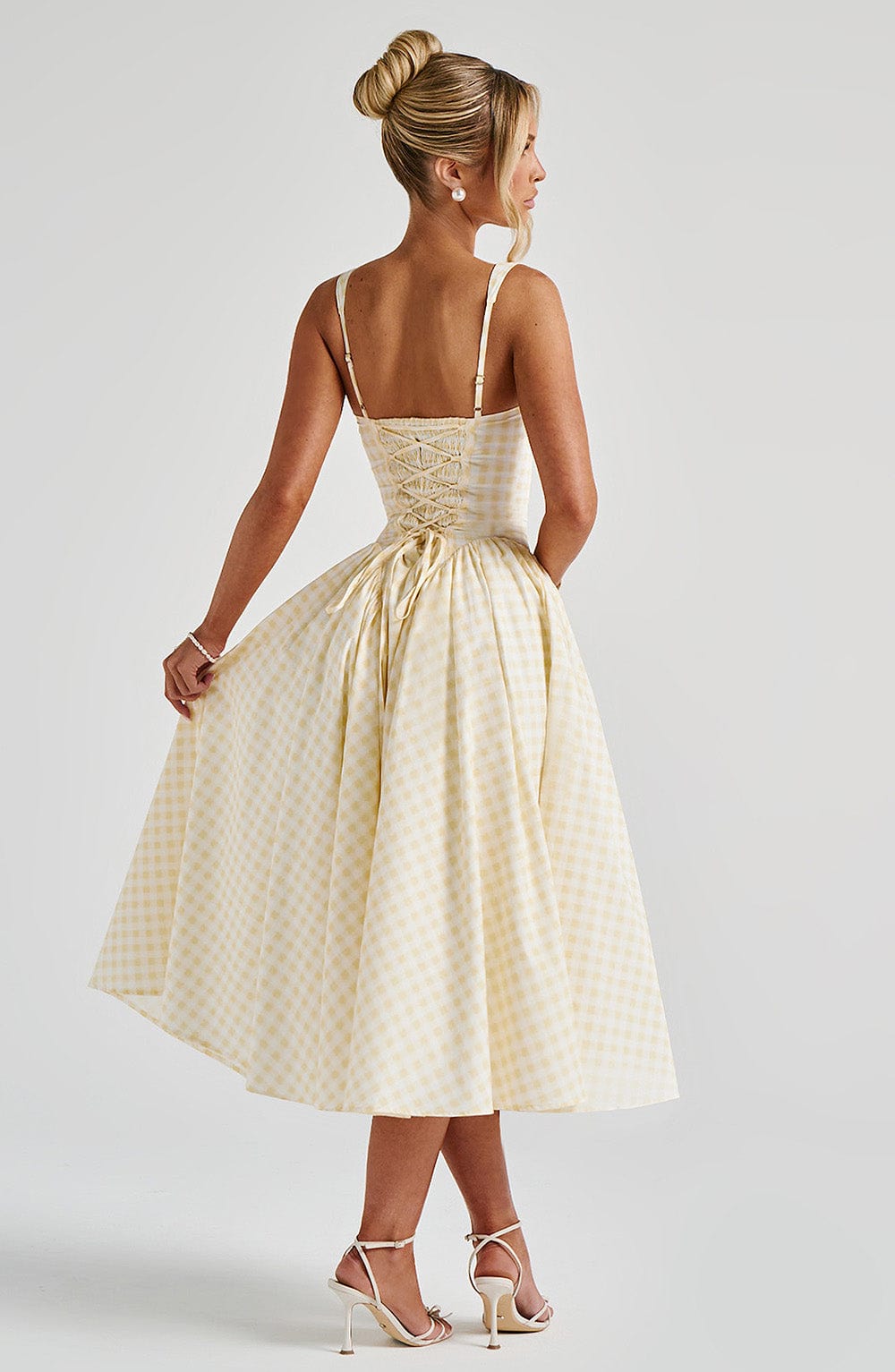 Sherrie Midi Elbise - Limonlu Ekose