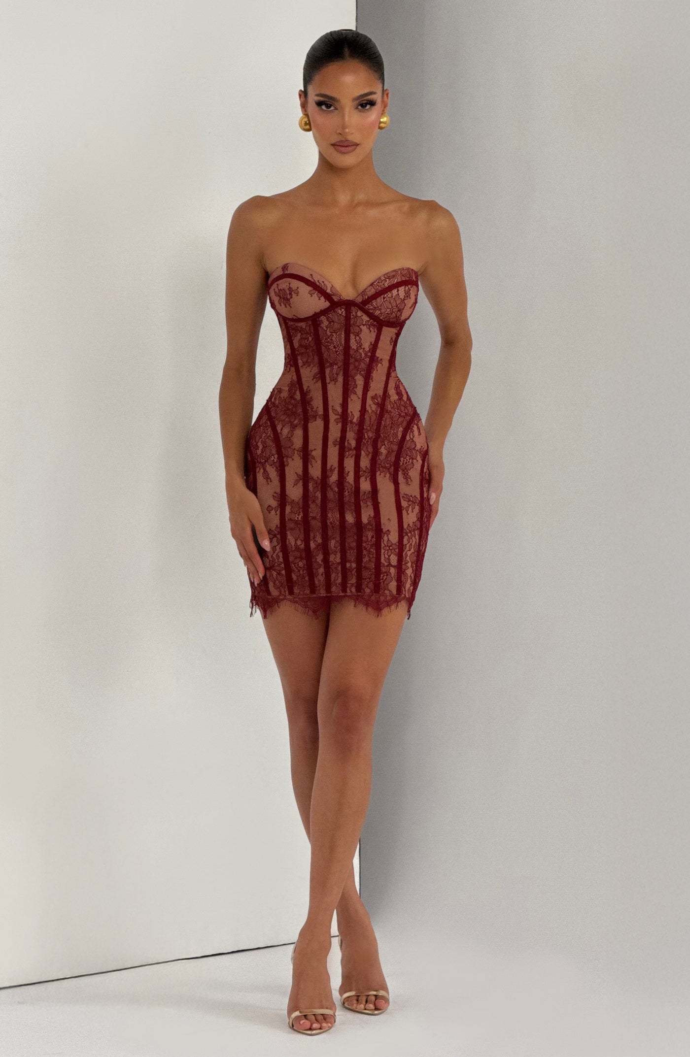 Sian Mini Elbise - Bordo