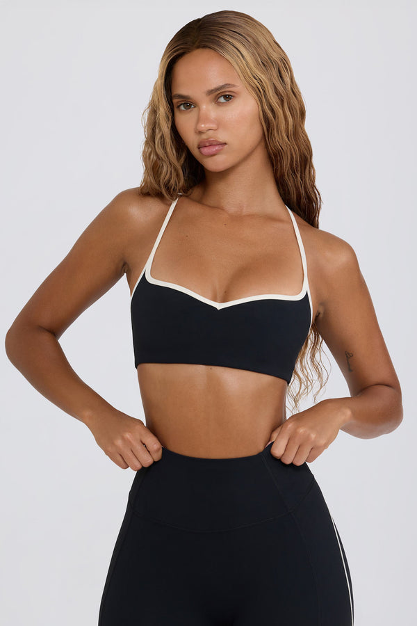 Siyah Soft Active Kalp Yaka Spor Sütyeni