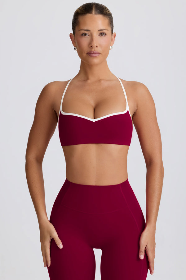 Yumuşak Aktif Kalp Yaka Spor Sütyeni Bordo