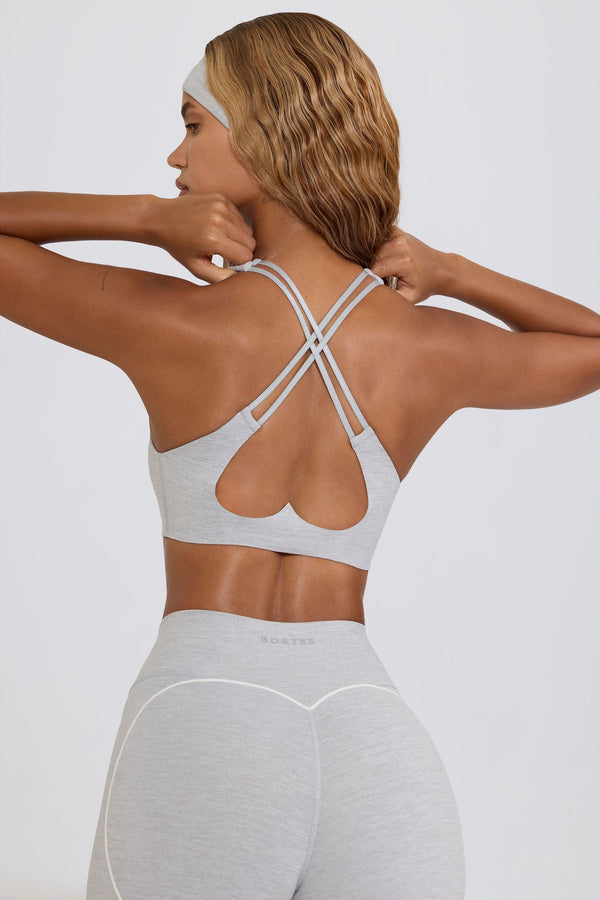 Soft Active V Yaka Spor Sütyeni Gri Marl