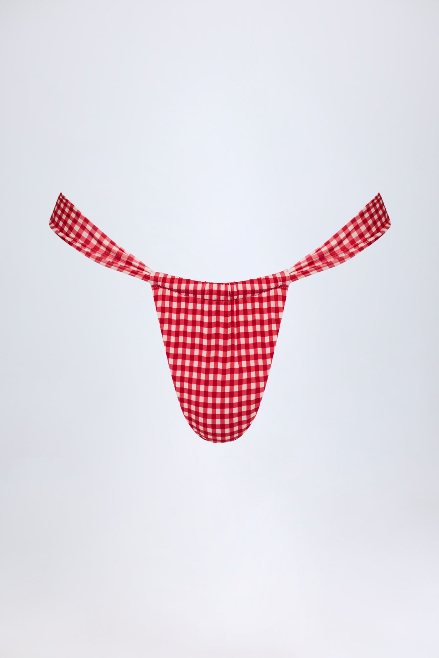 Kırmızı Ekose Desenli Büzgülü Tanga Bikini Altı
