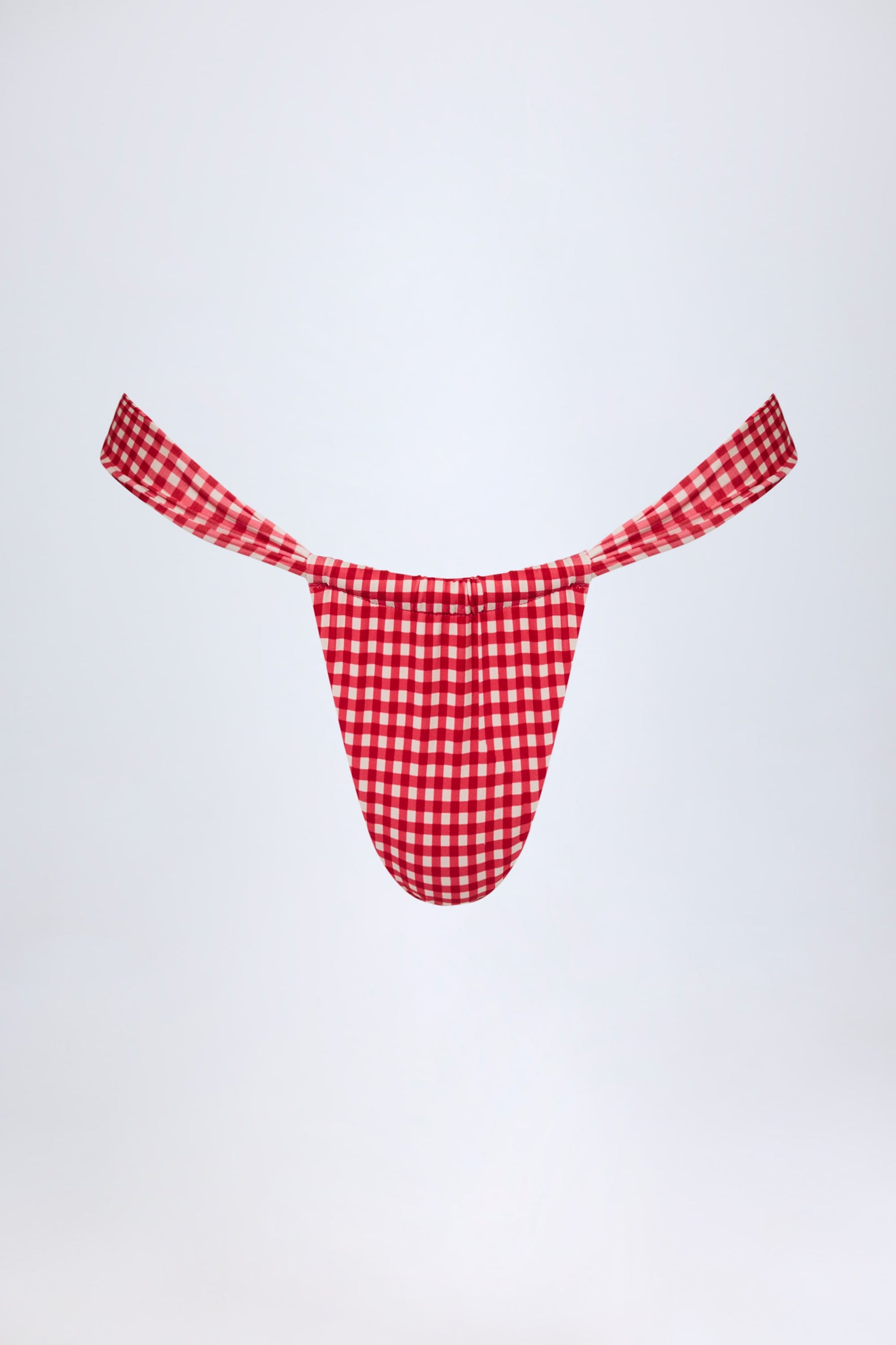 Kırmızı Ekose Desenli Büzgülü Tanga Bikini Altı