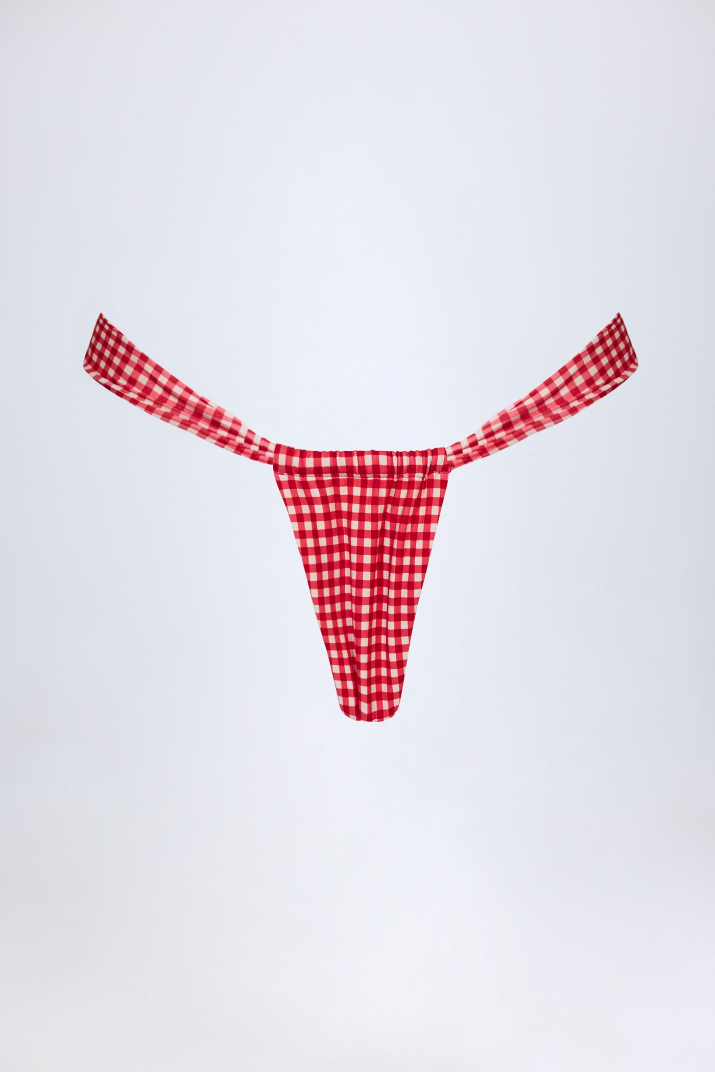 Kırmızı Ekose Desenli Büzgülü Tanga Bikini Altı