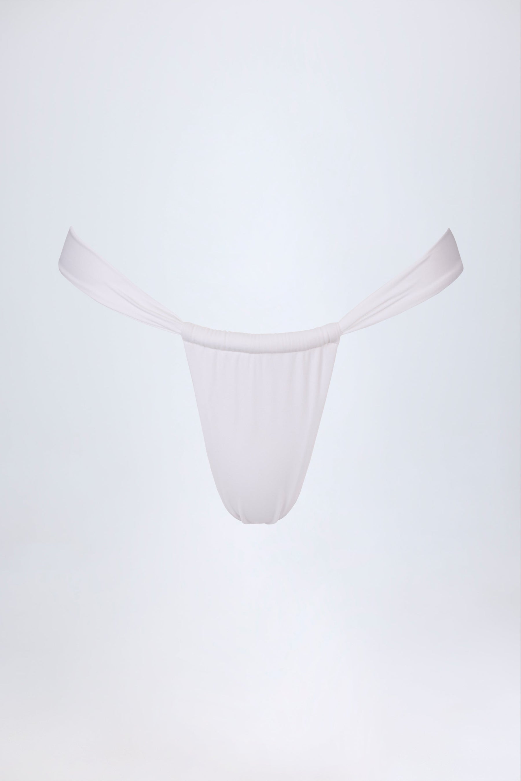 Beyaz Renkli Büzgülü Tanga Bikini Altı