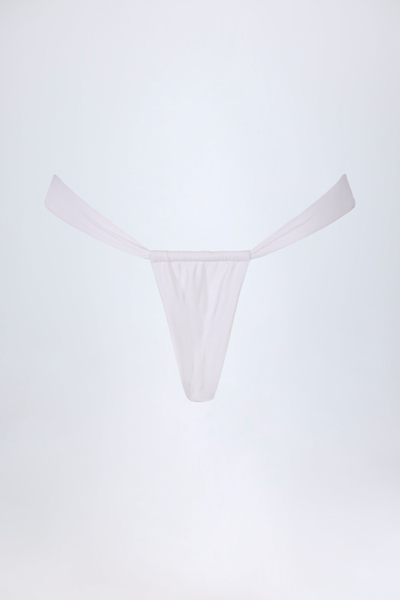 Beyaz Renkli Büzgülü Tanga Bikini Altı