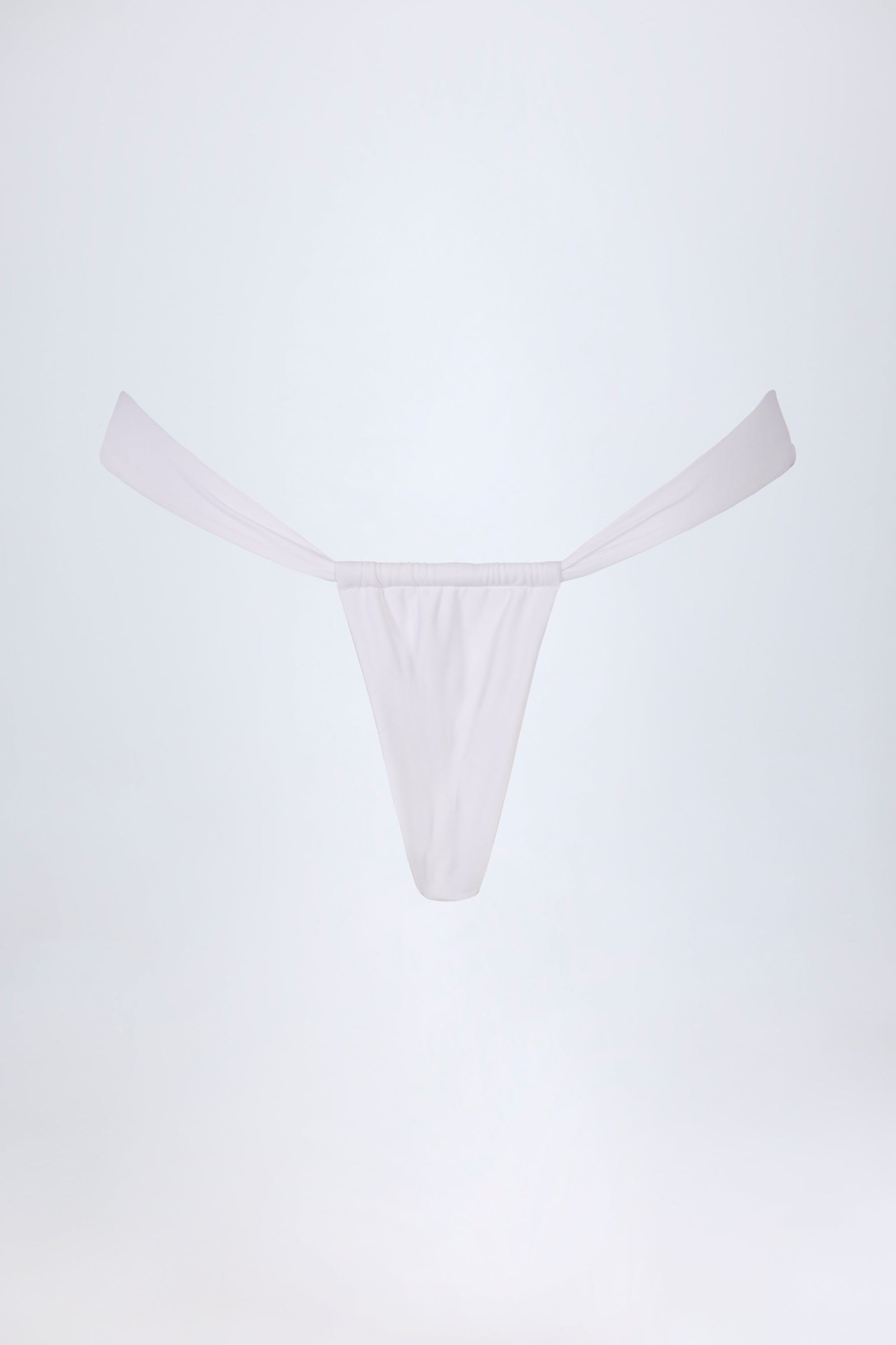 Beyaz Renkli Büzgülü Tanga Bikini Altı