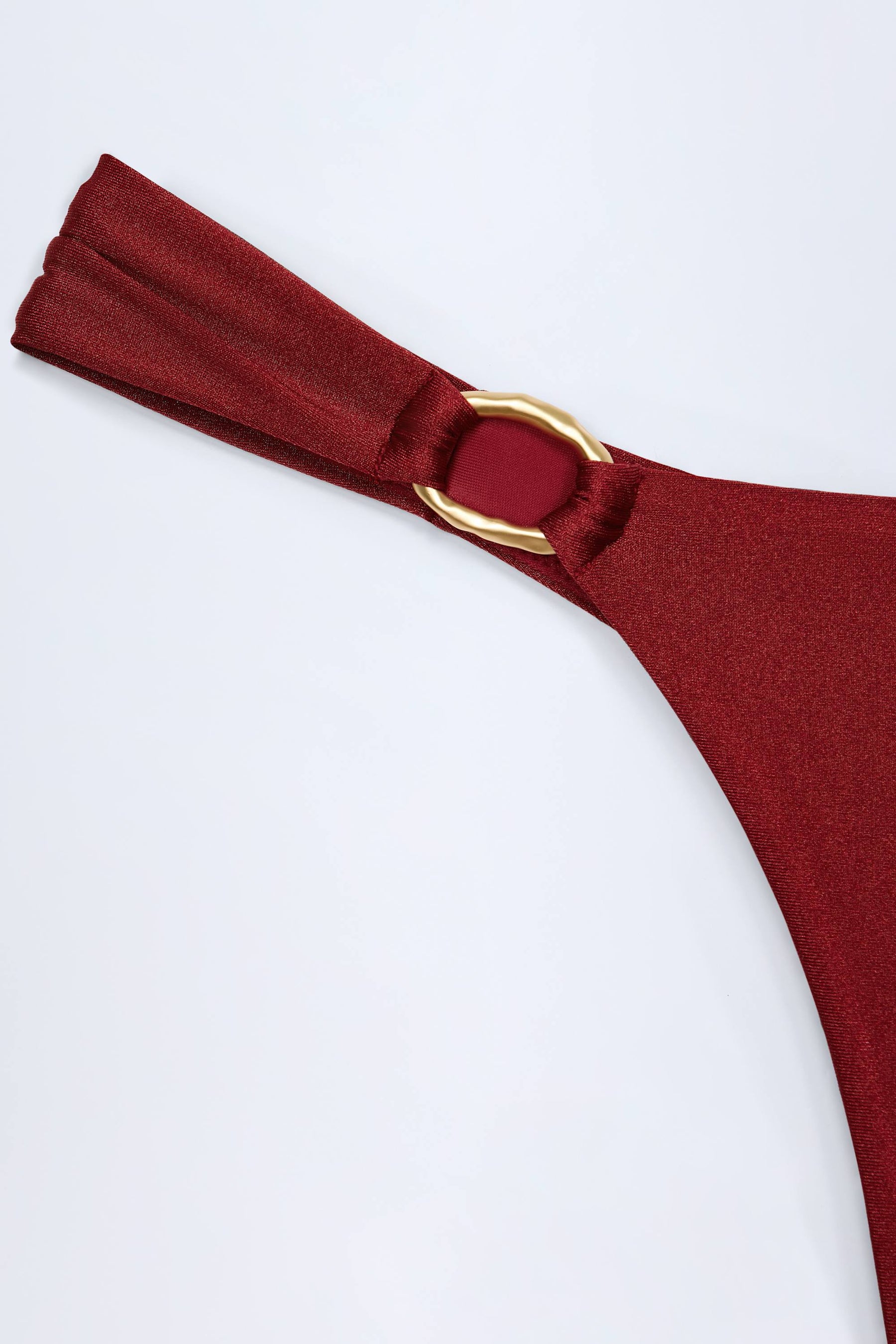 Metal Detaylı, Koyu Kiraz Rengi Tanga Bikini Altı