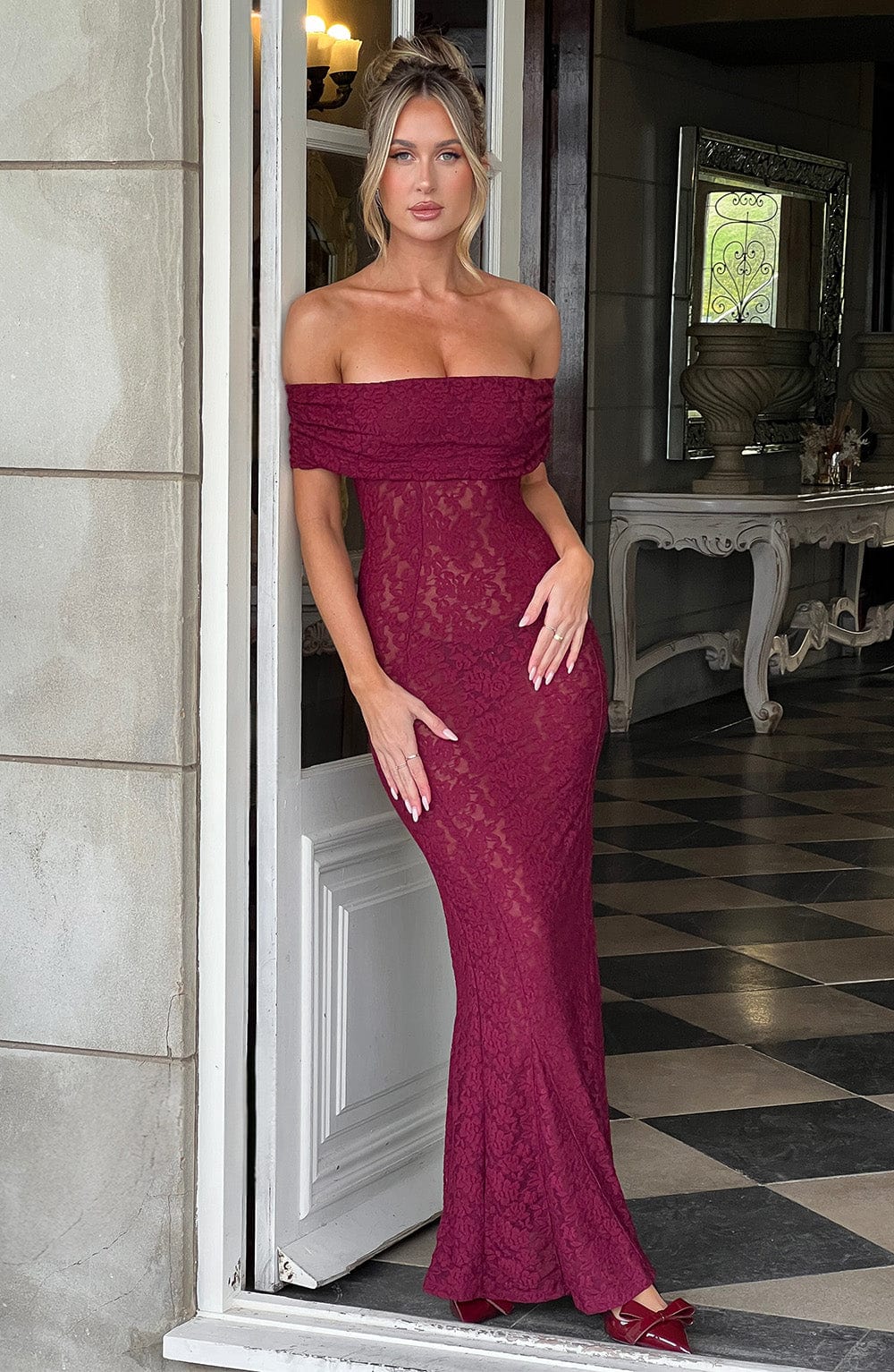 Stephanie Maxi Elbise - Bordo