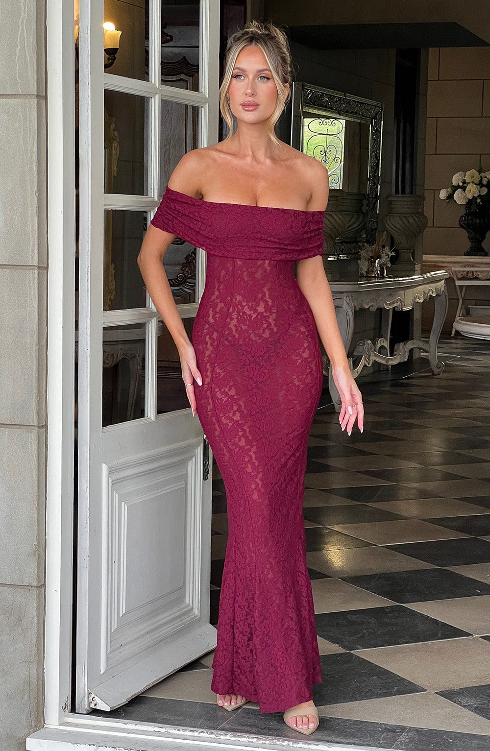 Stephanie Maxi Elbise - Bordo