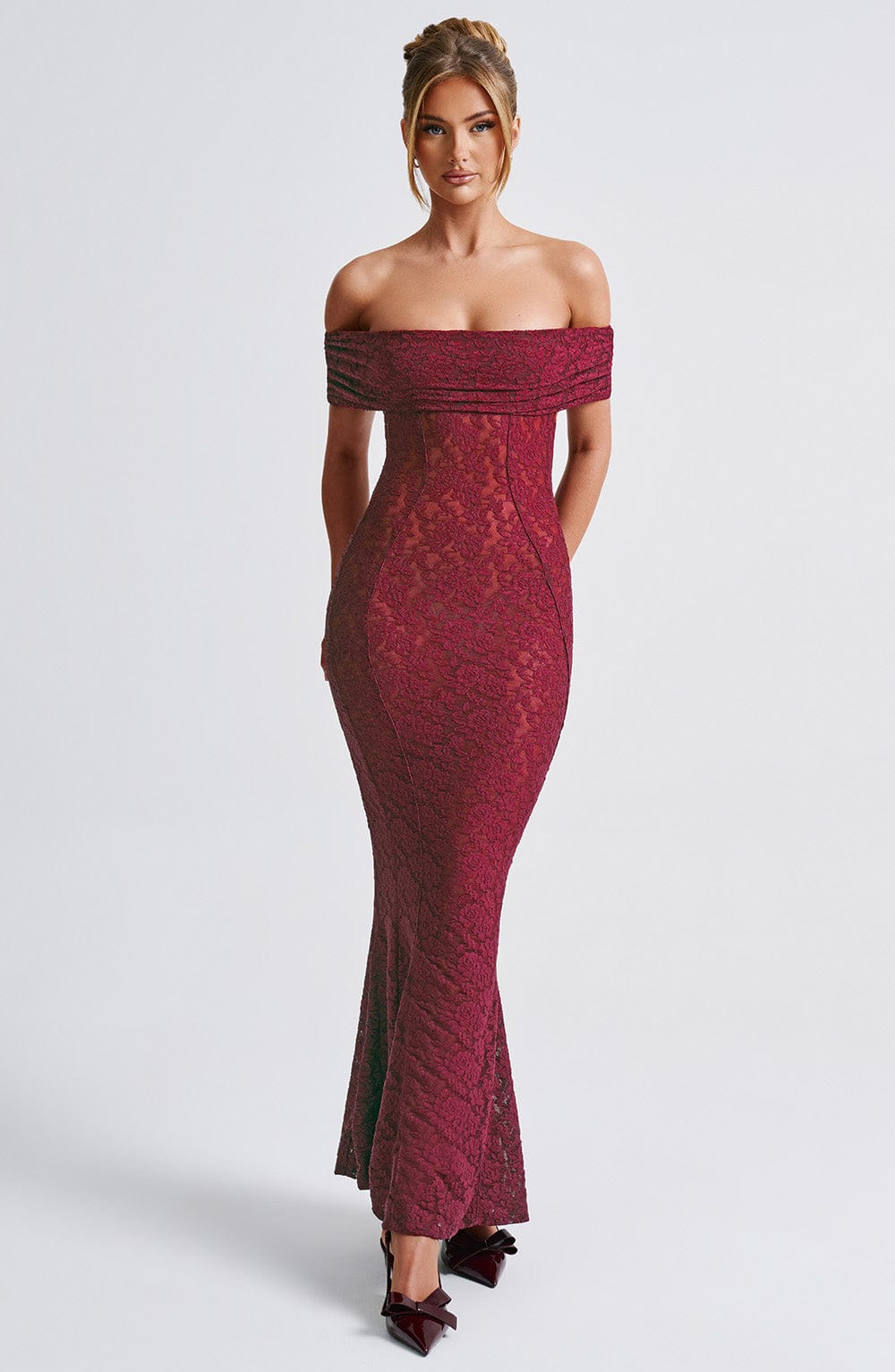 Stephanie Maxi Elbise - Bordo