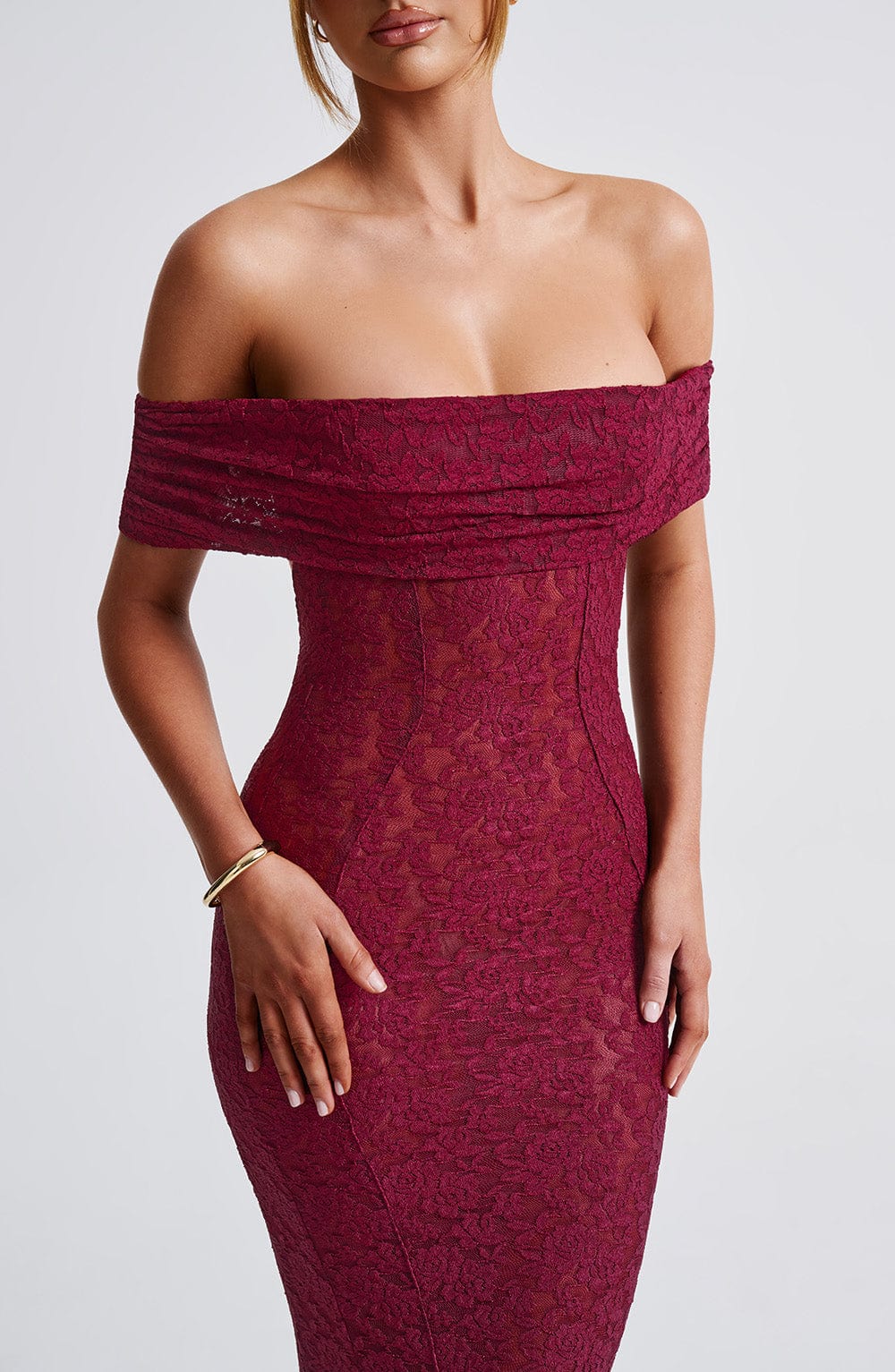 Stephanie Maxi Elbise - Bordo