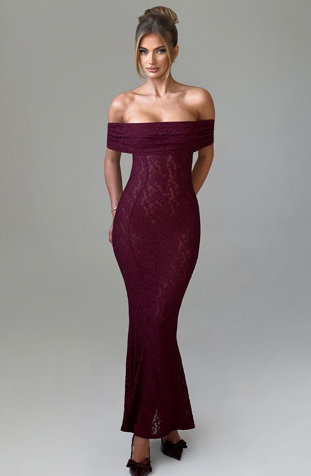 Stephanie Maxi Elbise - Bordo