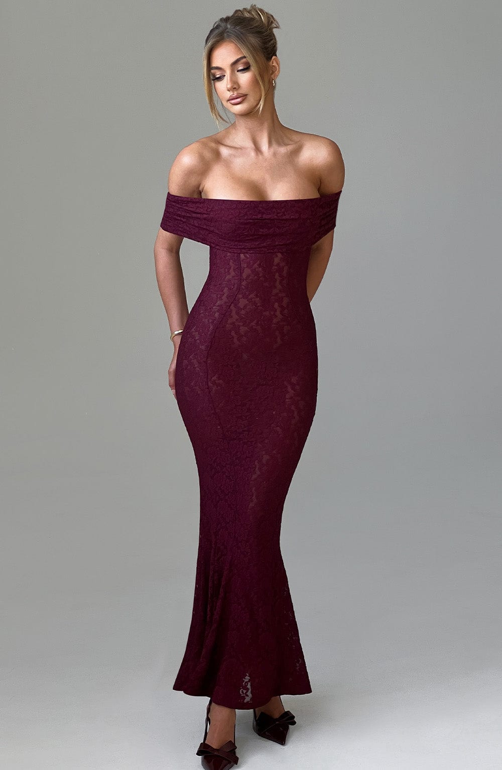 Stephanie Maxi Elbise - Bordo