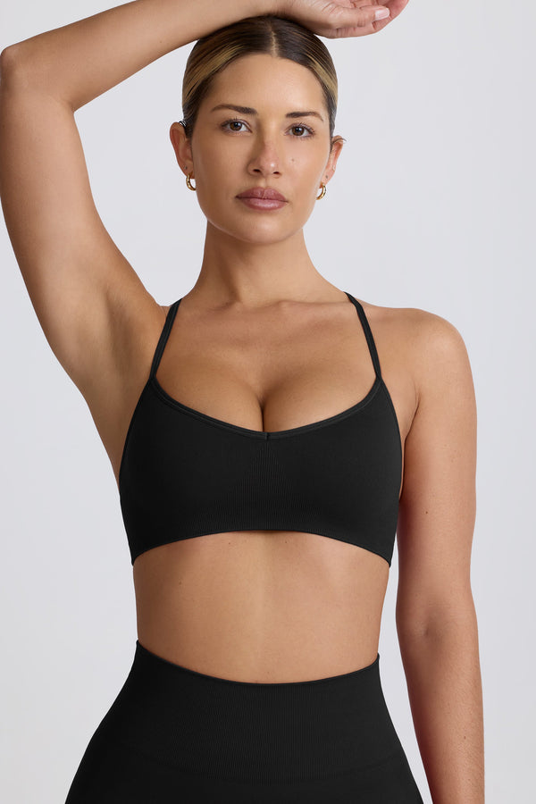 Siyah Super Sculpt Dikişsiz Çapraz Sırtlı Spor Sütyeni