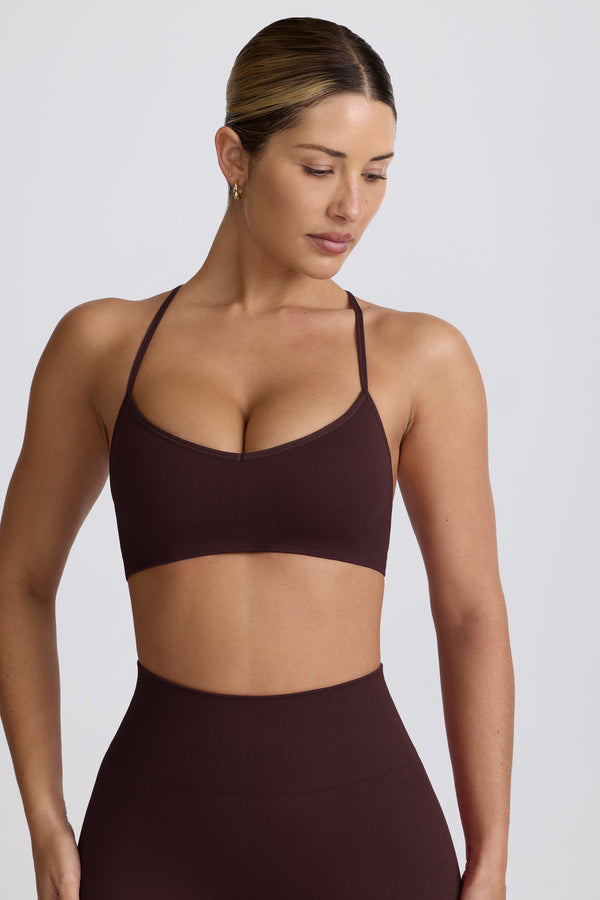 Çikolata Rengi Super Sculpt Dikişsiz Çapraz Sırtlı Spor Sütyeni