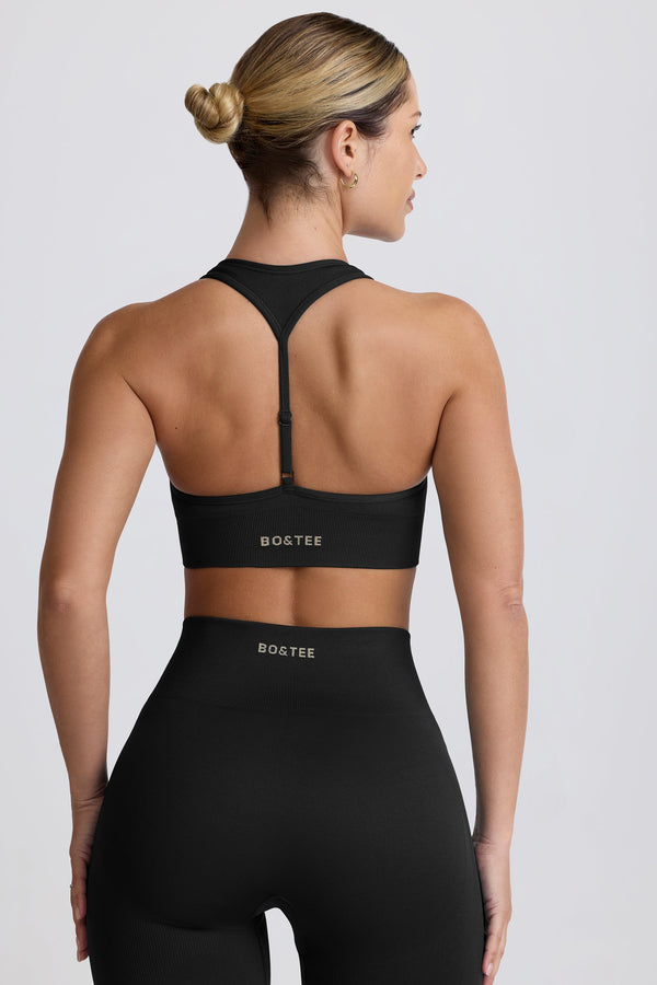 Siyah Super Sculpt Dikişsiz T-Sırtlı Spor Sütyeni