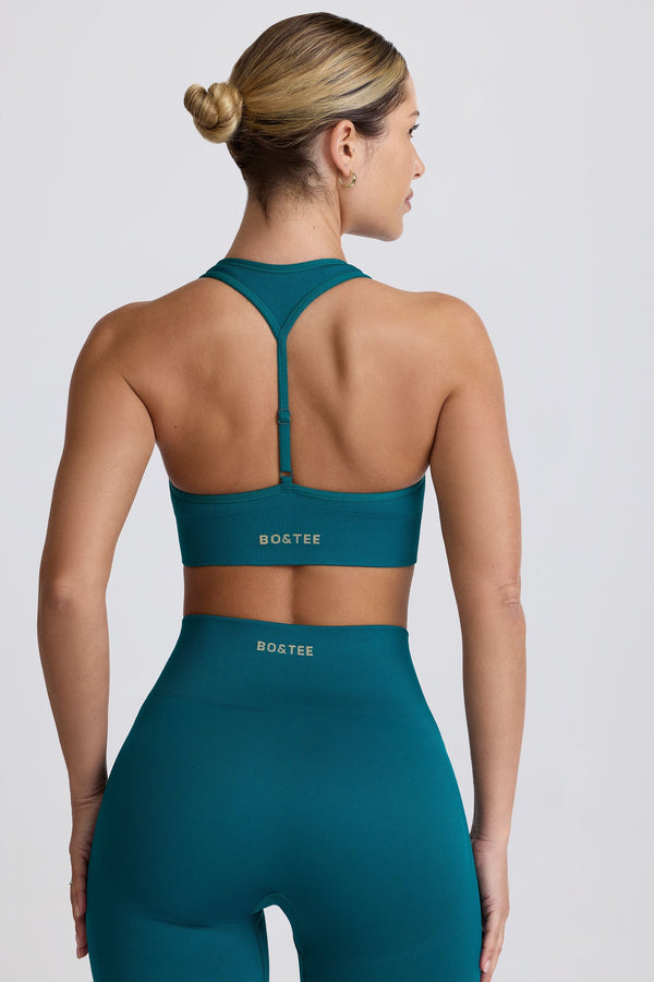 Teal Rengi Super Sculpt Dikişsiz T-Sırtlı Spor Sütyeni