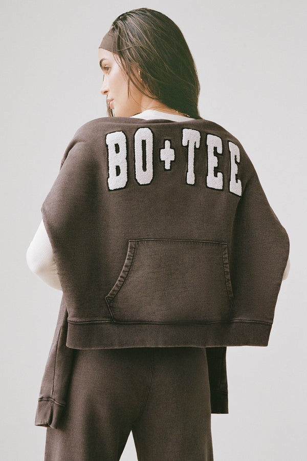 Kahverengi Asit Yıkama Büyük Boy Kapüşonlu Üst