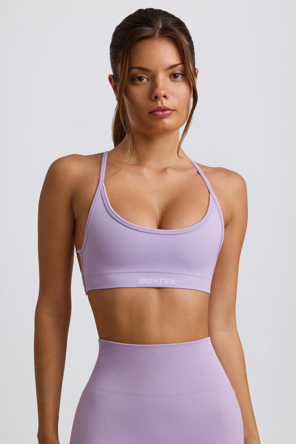 Super Sculpt Dikişsiz Sırtı Açık Spor Sütyeni Yumuşak Leylak Rengi