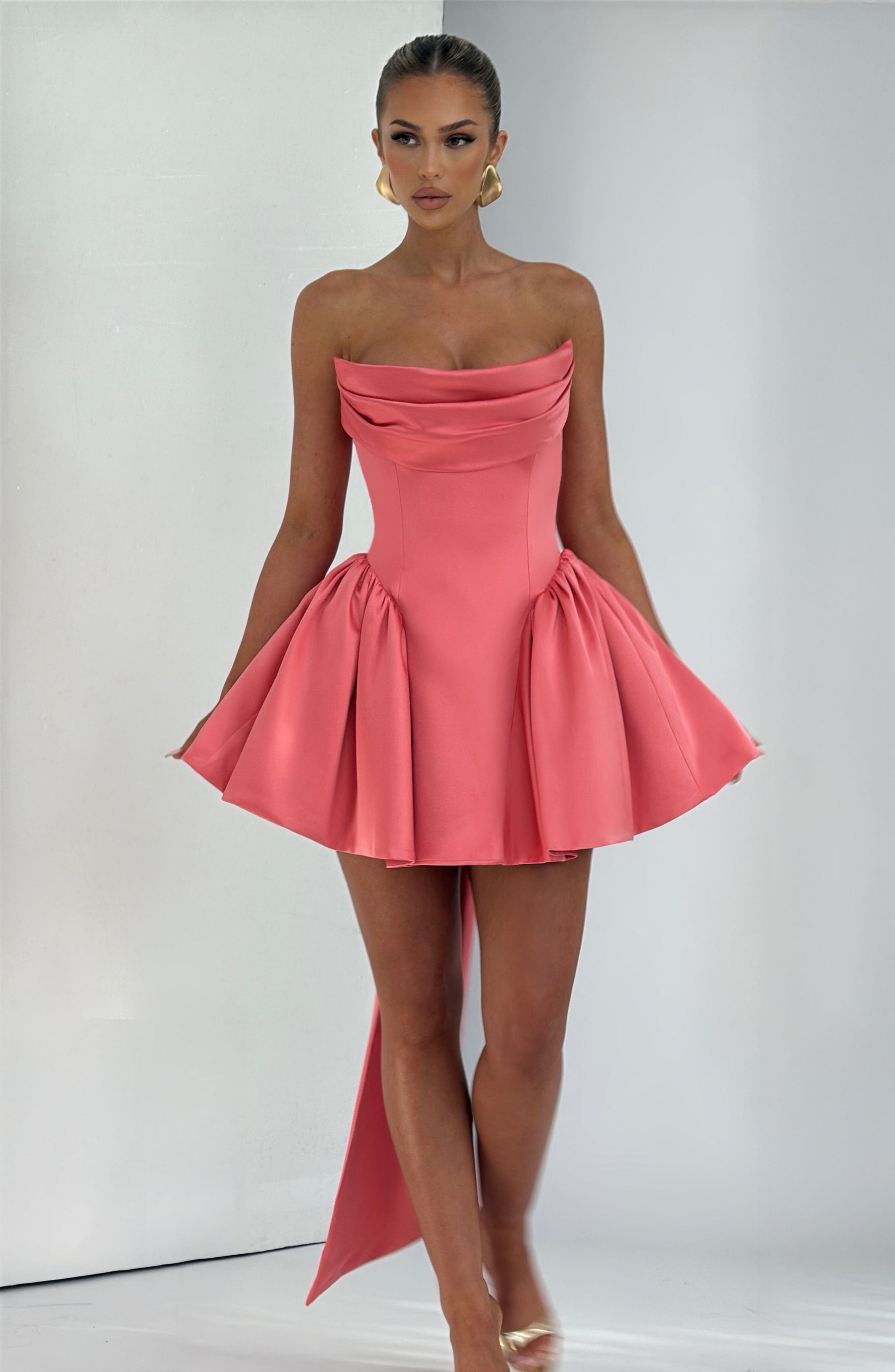 Trinity Mini Elbise - Mercan Pembesi