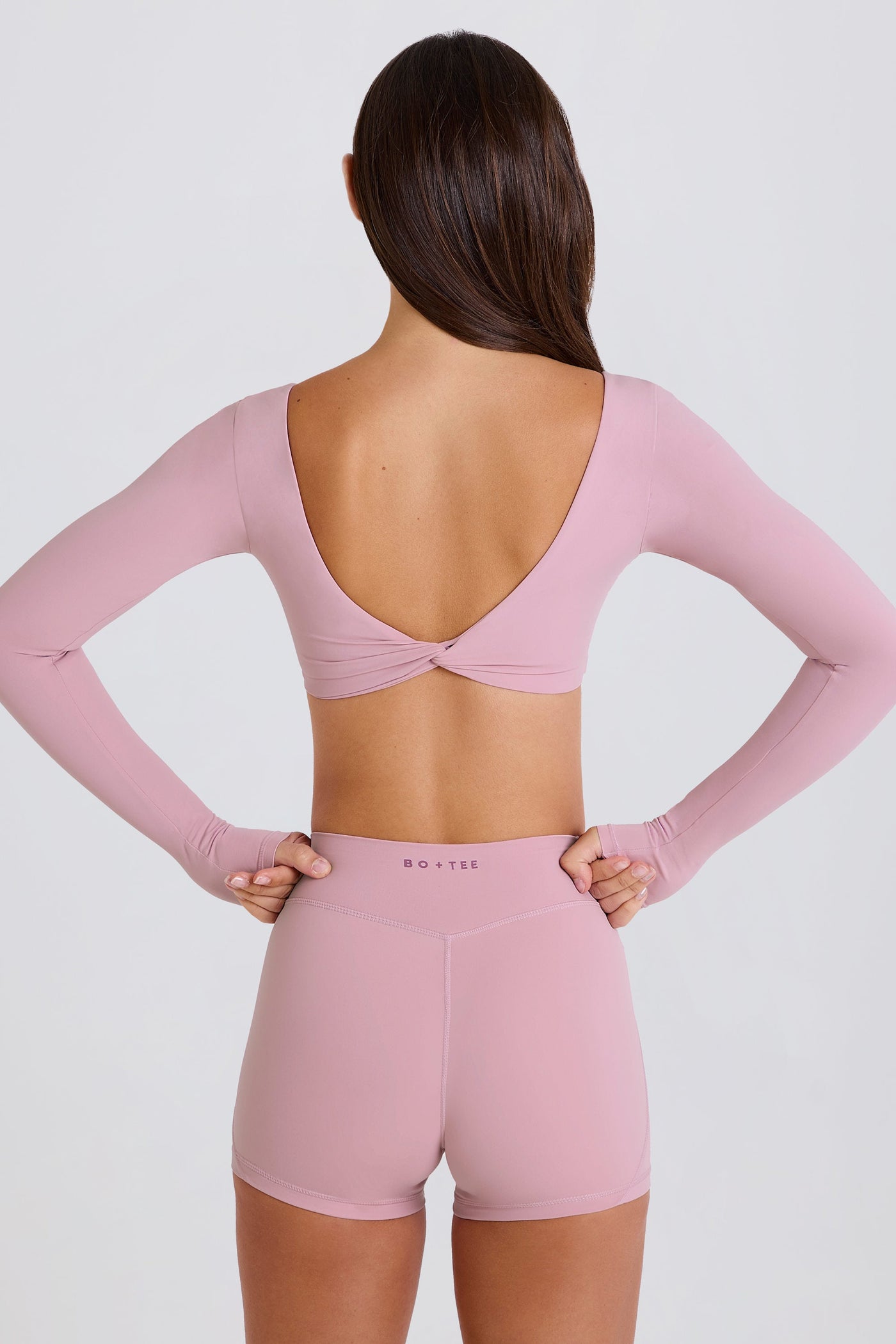 Dört Yöne Esnek, Çok Yönlü, Uzun Kollu, Mor Renkli Crop Top