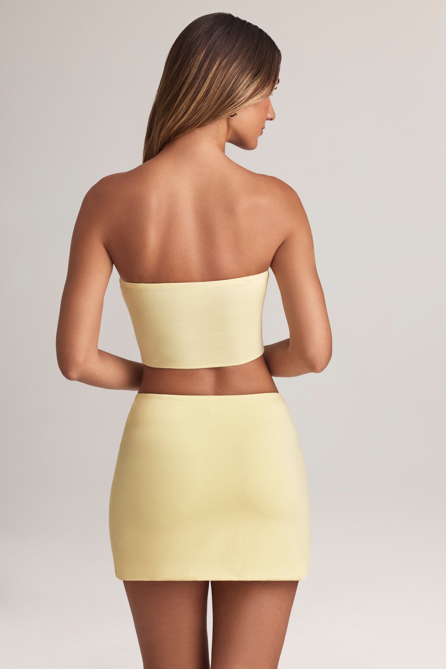 Modal Askısız Crop Top, Limon Şerbeti Rengi