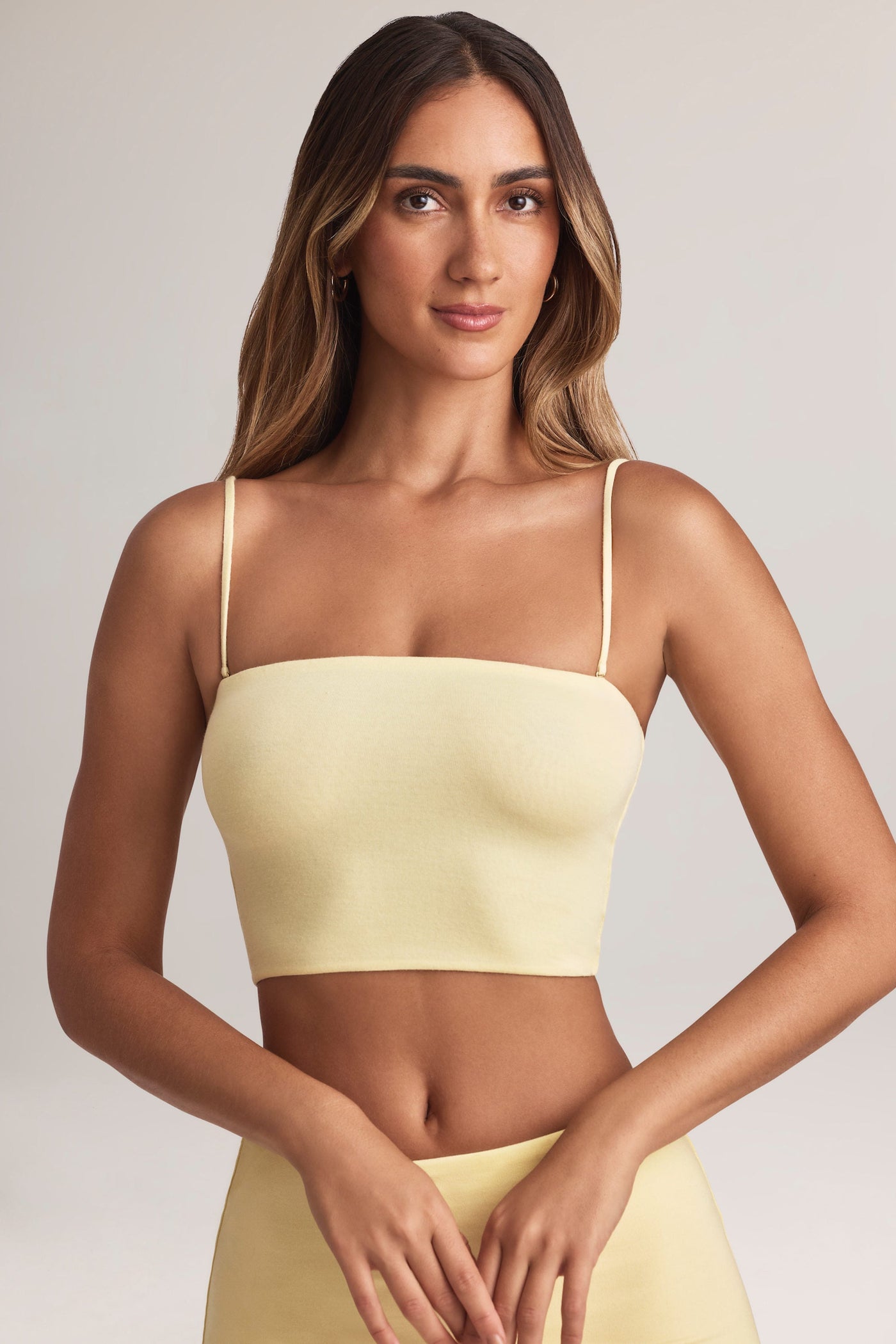 Modal Askısız Crop Top, Limon Şerbeti Rengi
