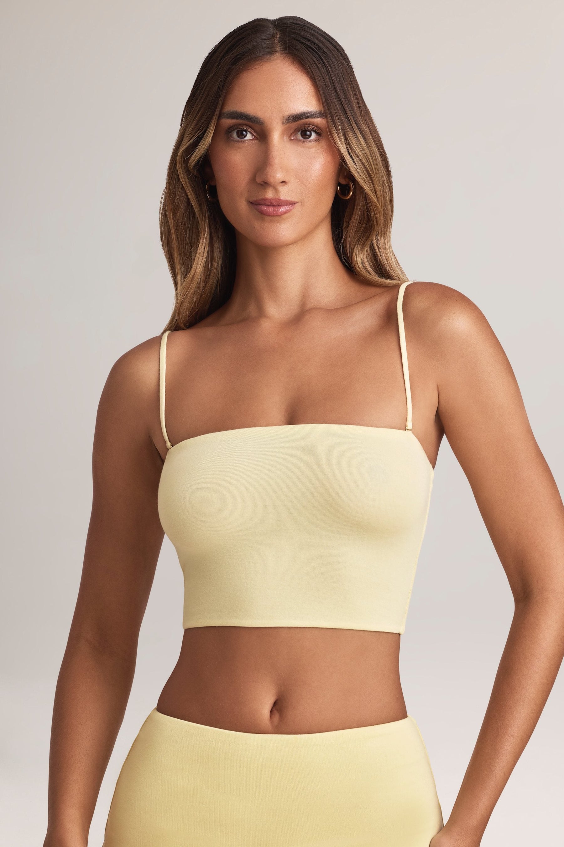 Modal Askısız Crop Top, Limon Şerbeti Rengi