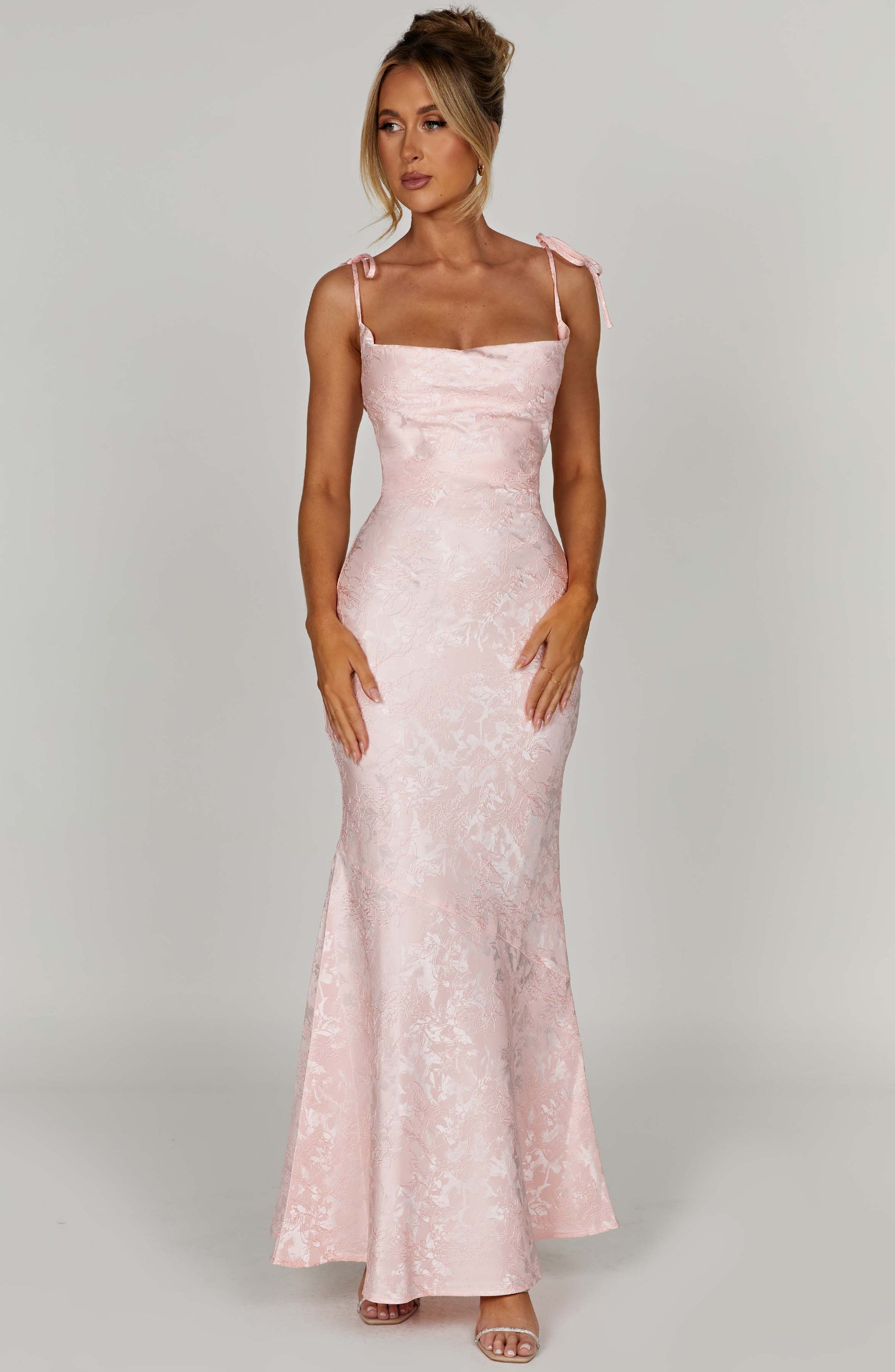Whitney Maxi Elbise - Pudra Pembesi