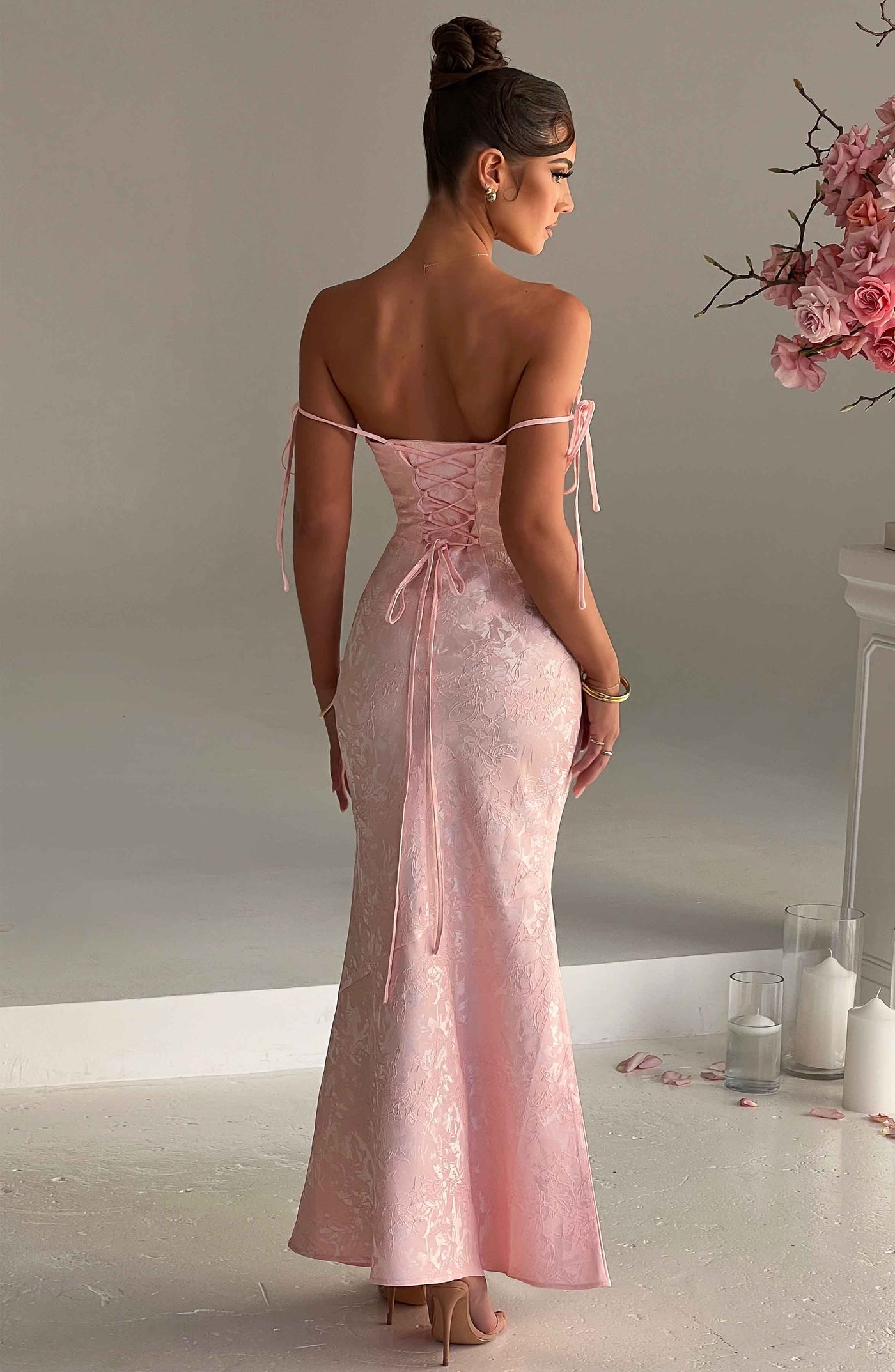 Whitney Maxi Elbise - Pudra Pembesi